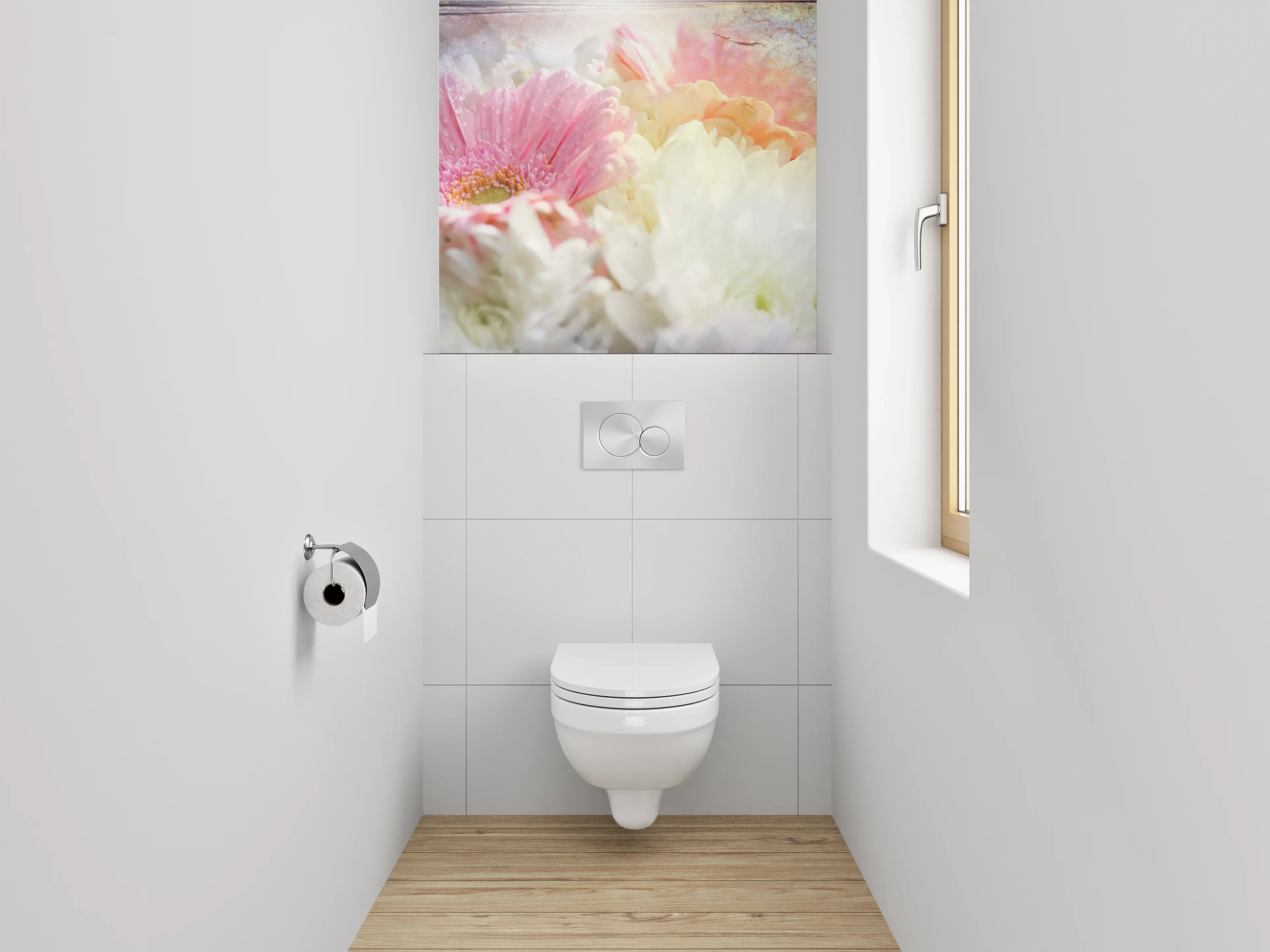WC-Rückwand - Pastellfarbene Vintage-Blumen-Komposition