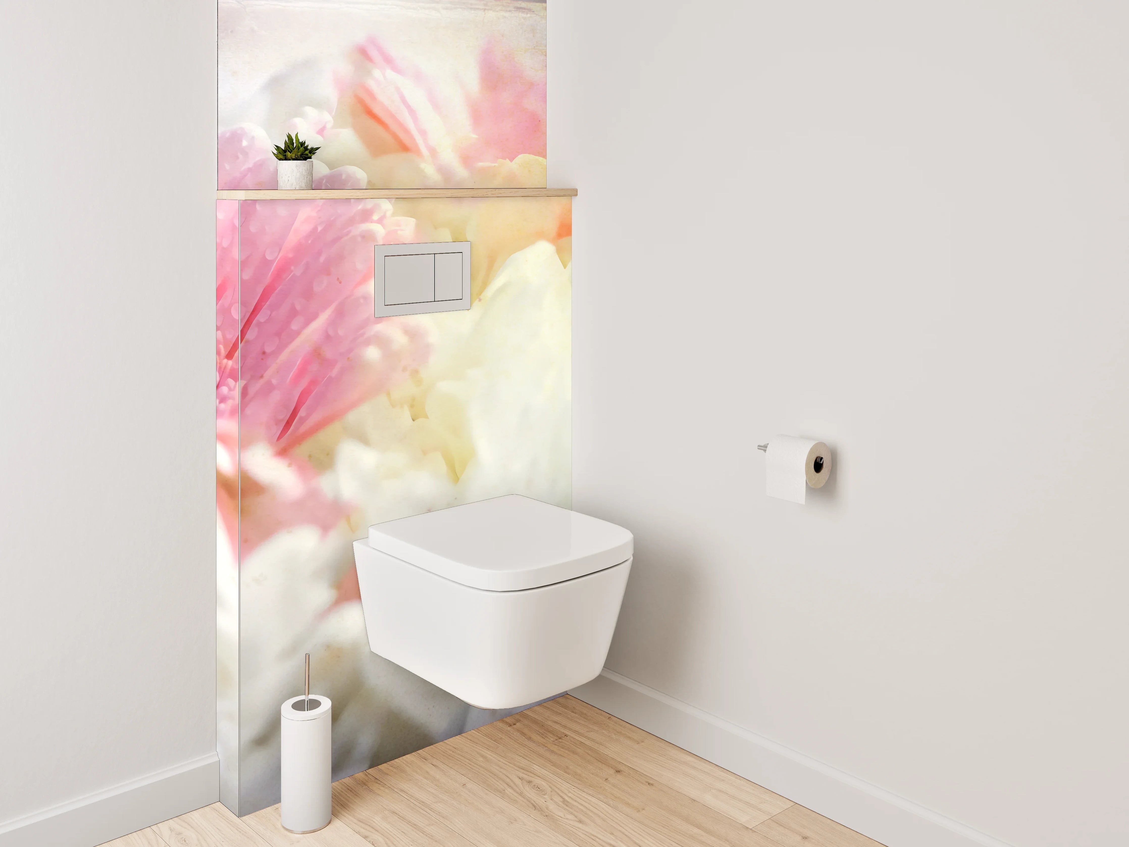 WC-Rückwand - Pastellfarbene Vintage-Blumen-Komposition