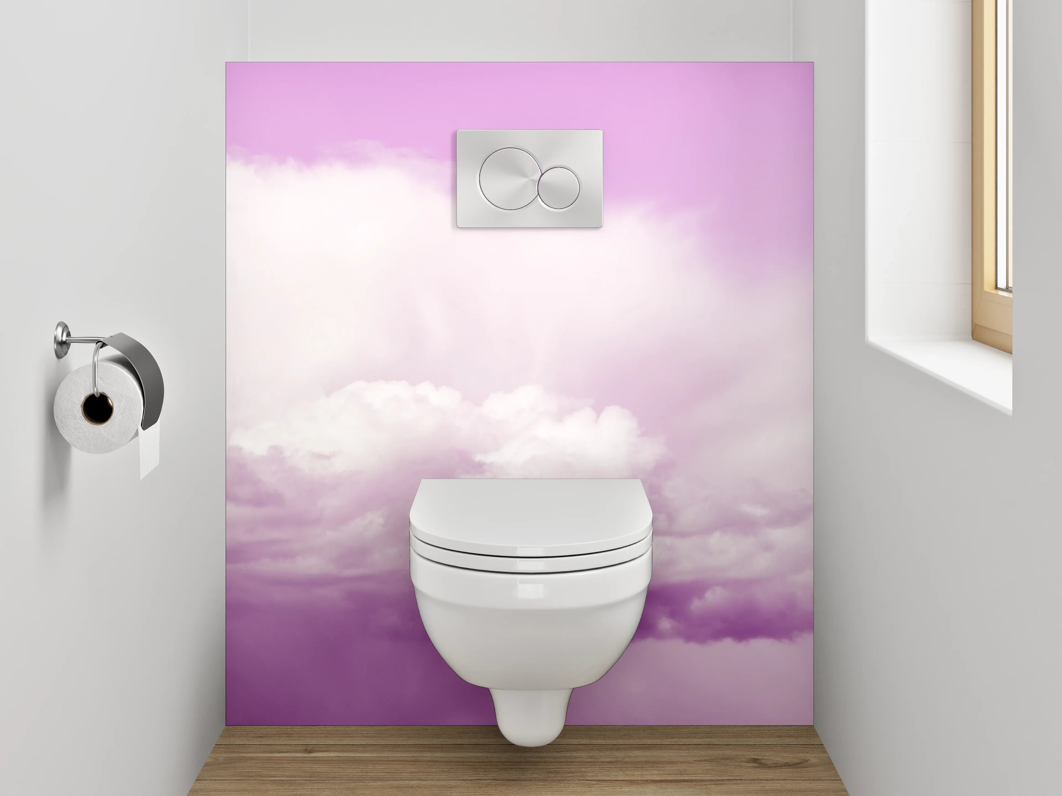 WC-Rückwand - Pastellfarbener Himmel mit Wolken
