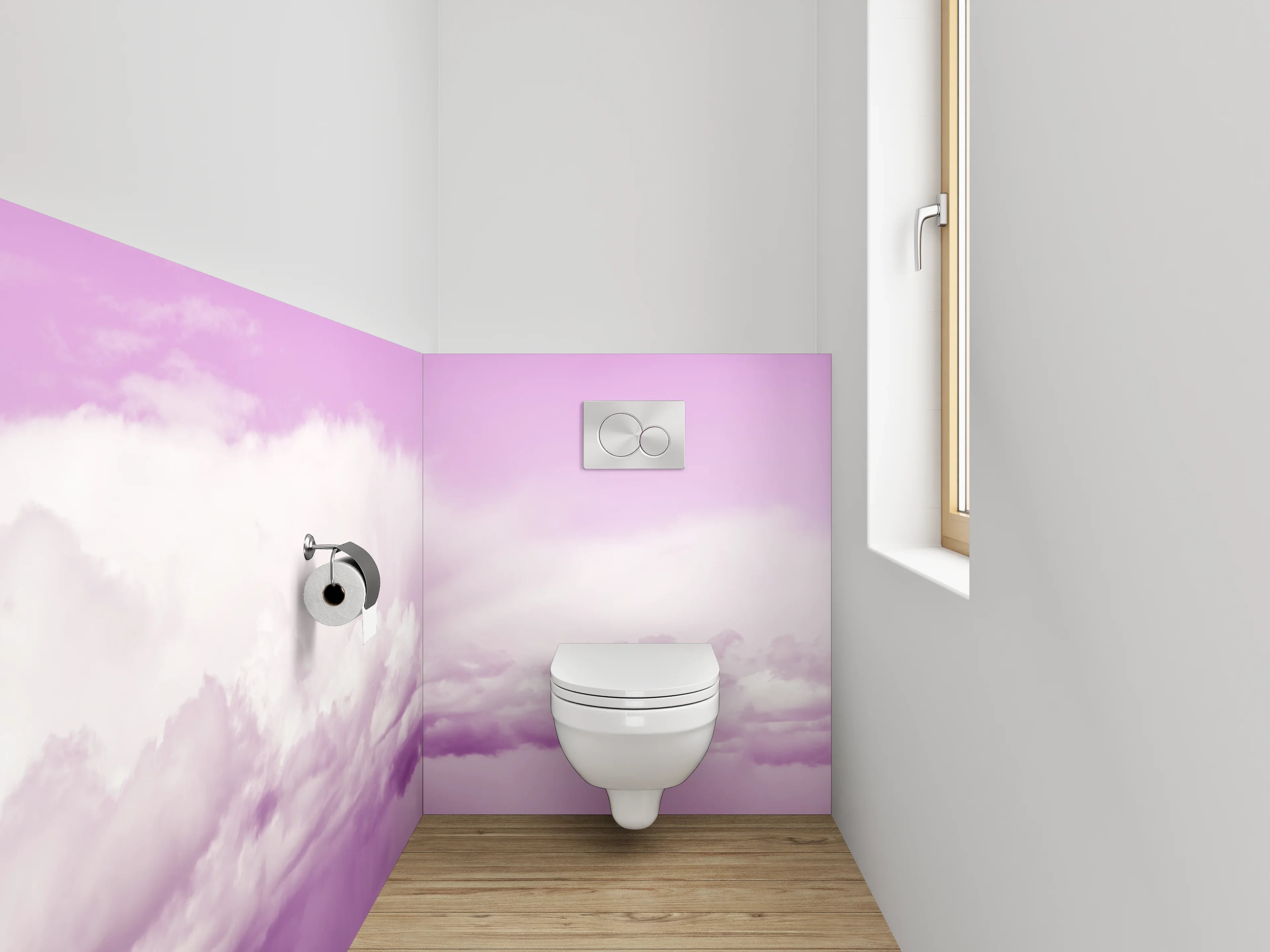 WC-Rückwand - Pastellfarbener Himmel mit Wolken