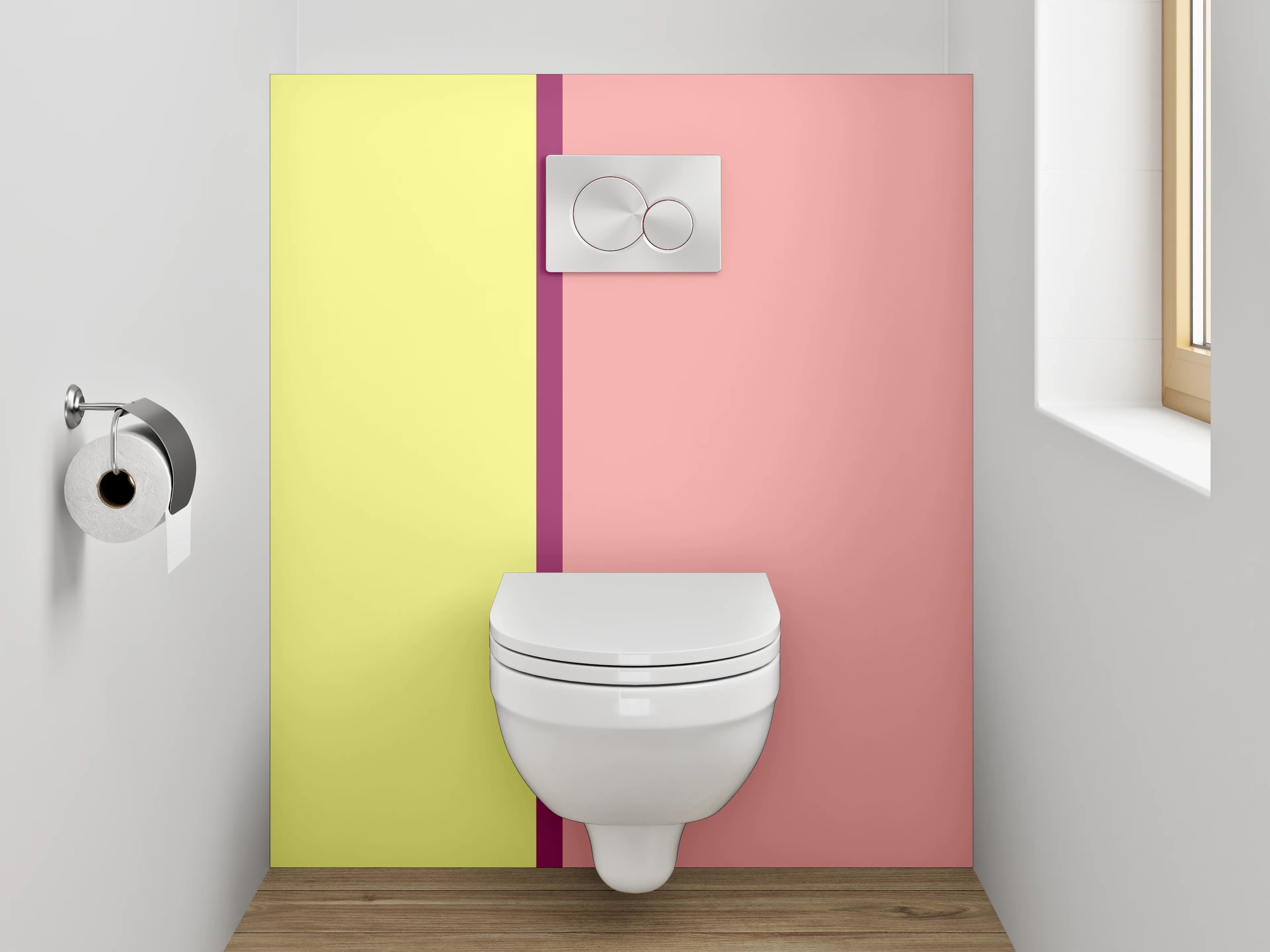 WC-Rückwand - Pastellfarbenes Farbblöcke-Design