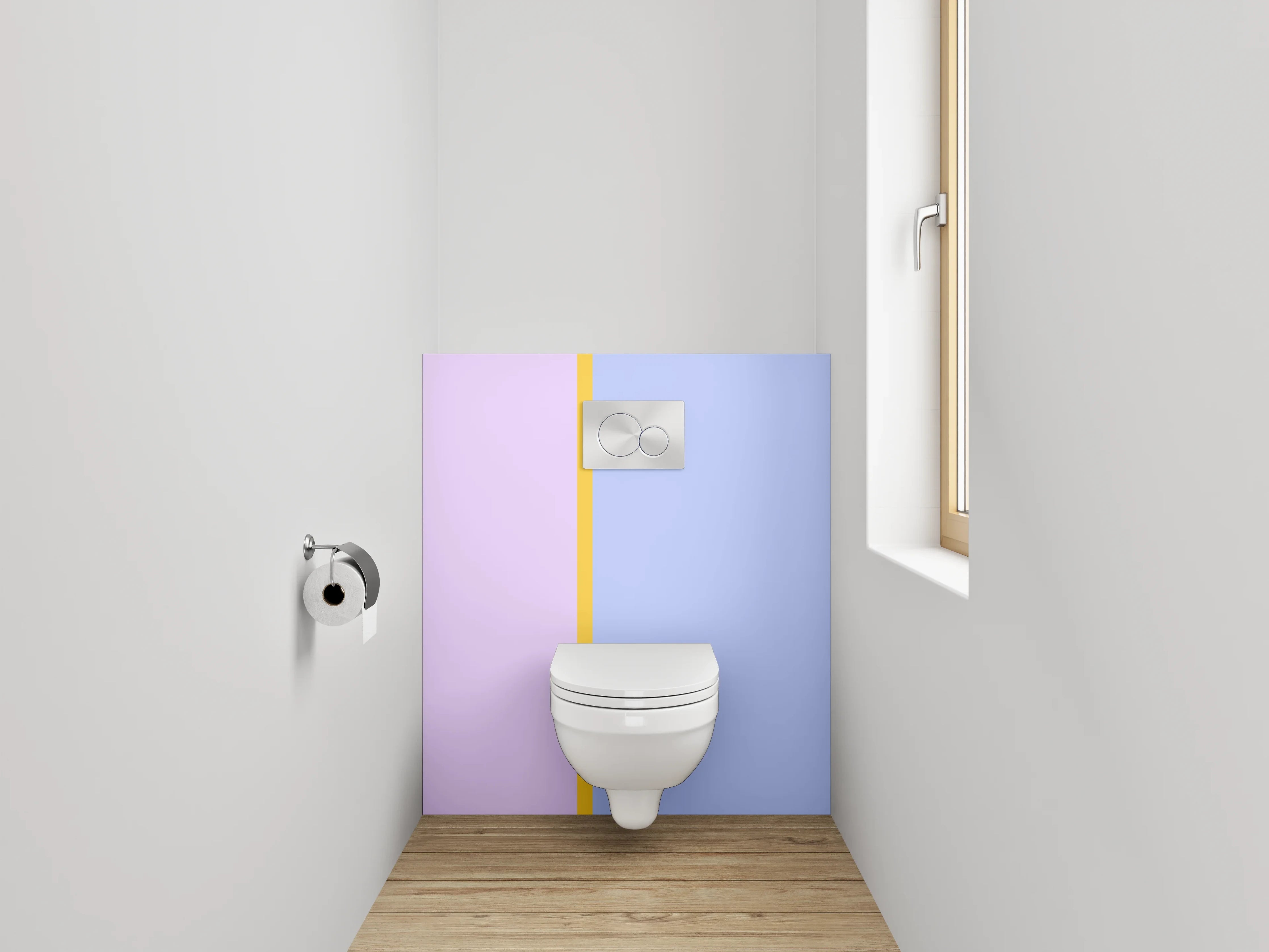 WC-Rückwand - Pastellfarbenes Zweifarb-Design Blau Lila