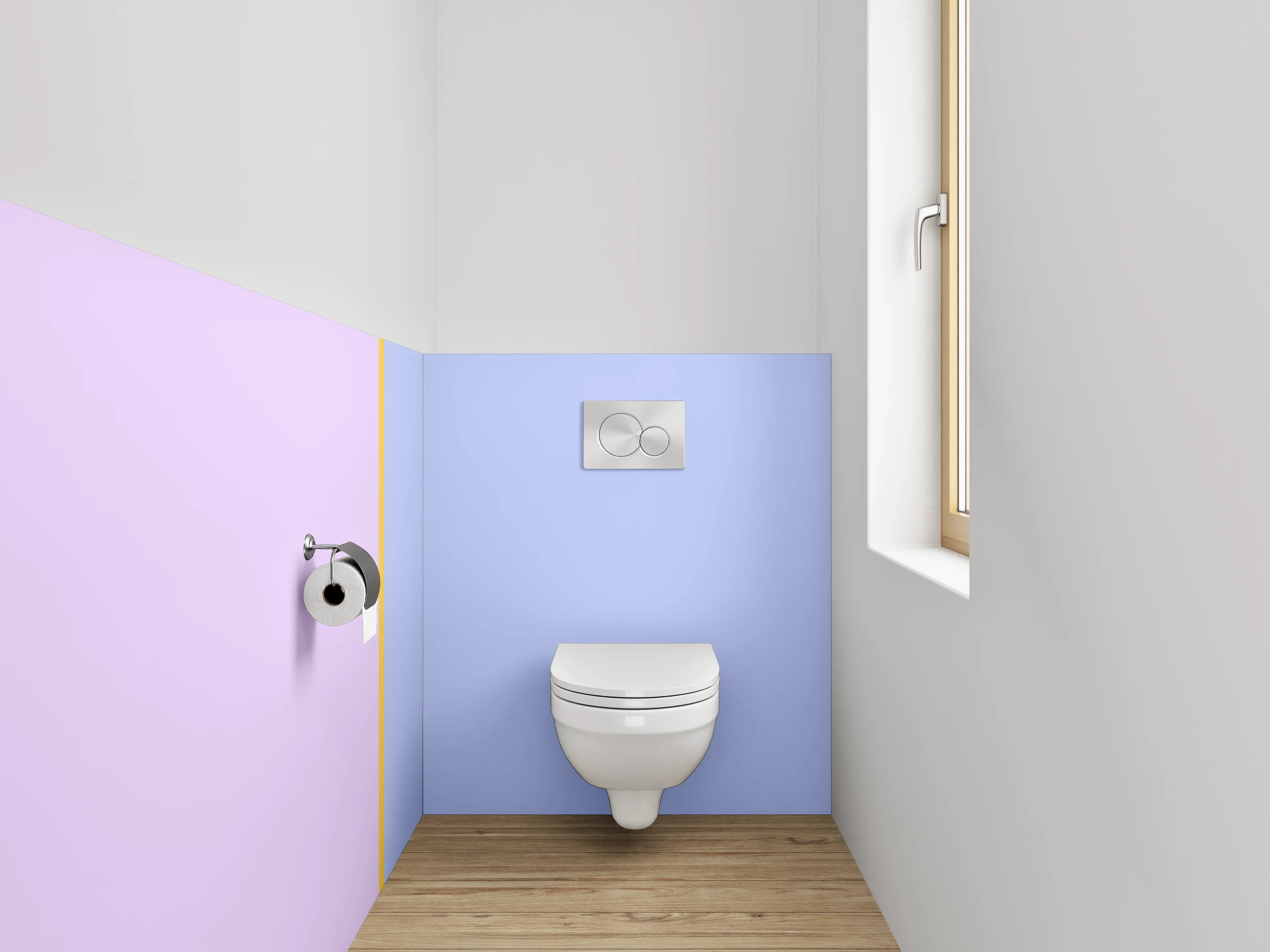 WC-Rückwand - Pastellfarbenes Zweifarb-Design Blau Lila