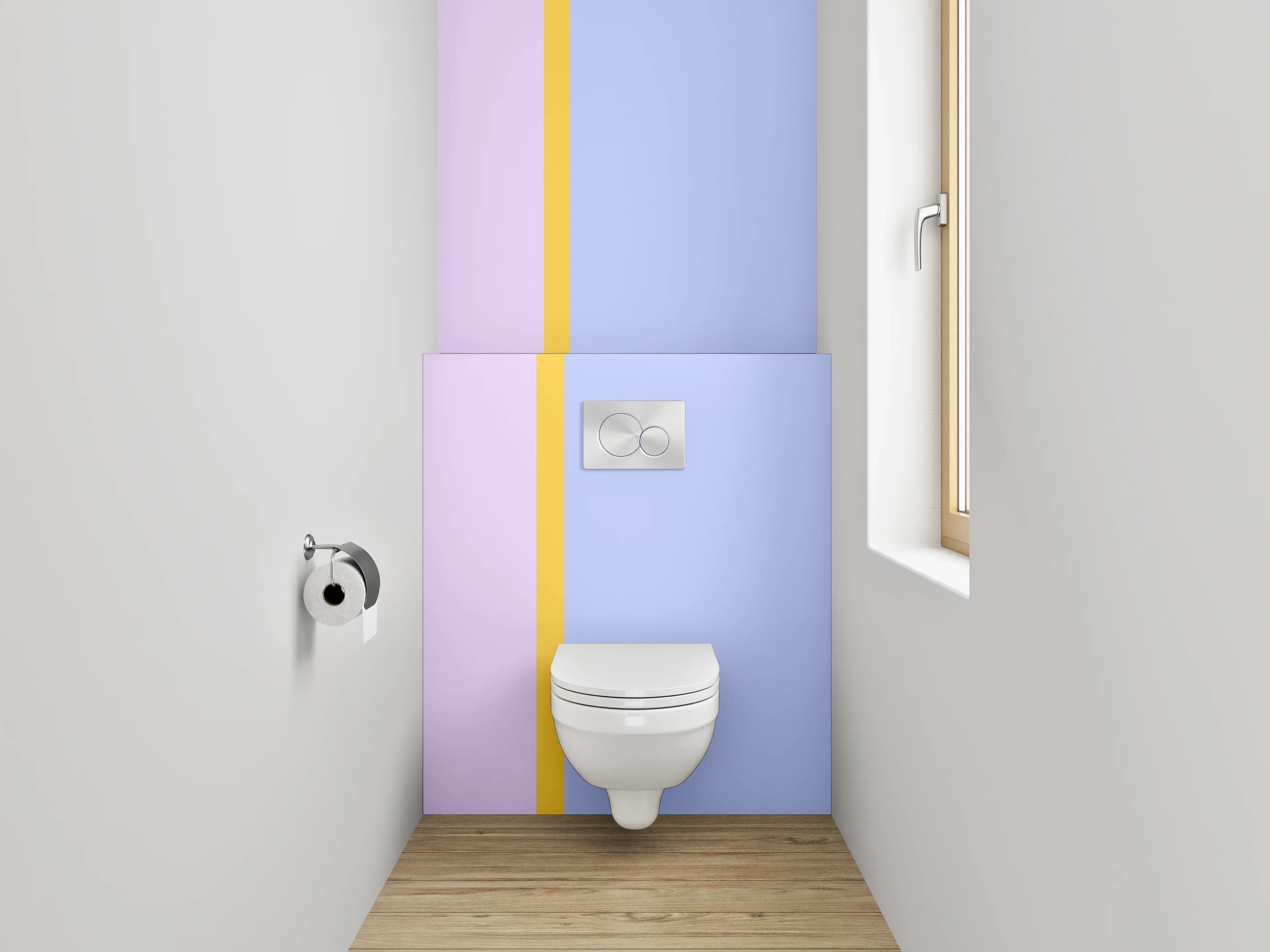 WC-Rückwand - Pastellfarbenes Zweifarb-Design Blau Lila