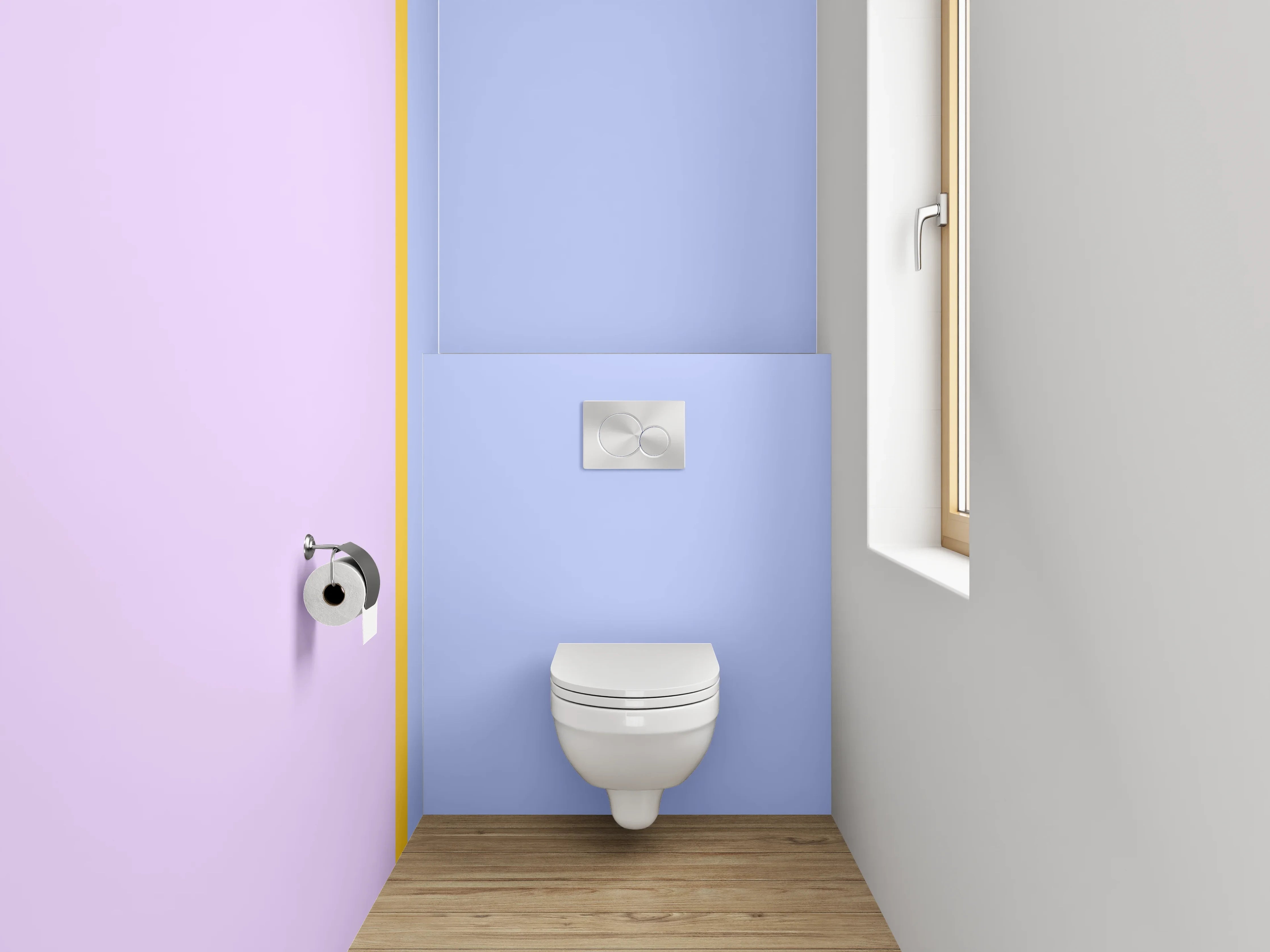 WC-Rückwand - Pastellfarbenes Zweifarb-Design Blau Lila