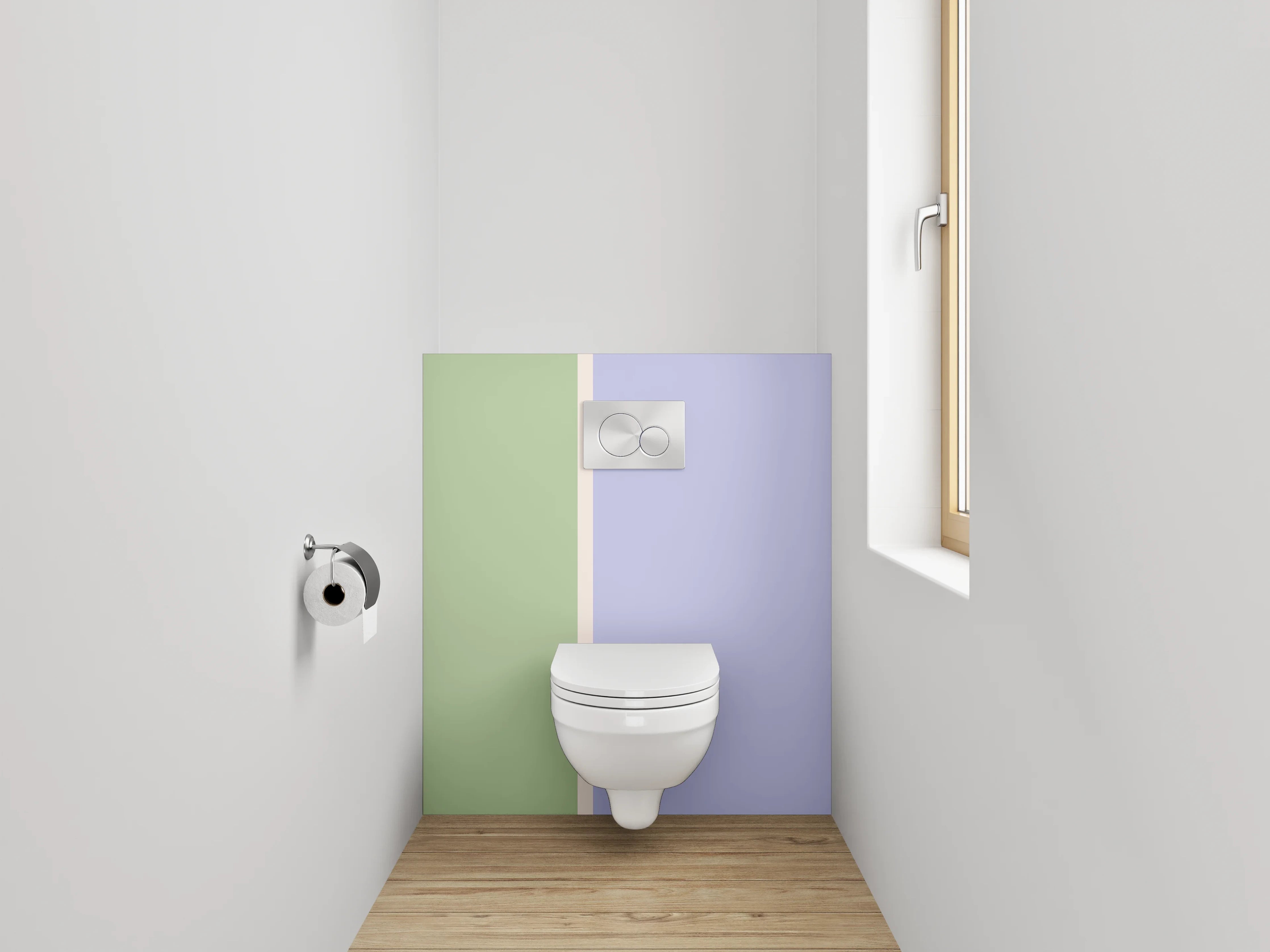 WC-Rückwand - Pastellgrün & Lavendel Wanddekor