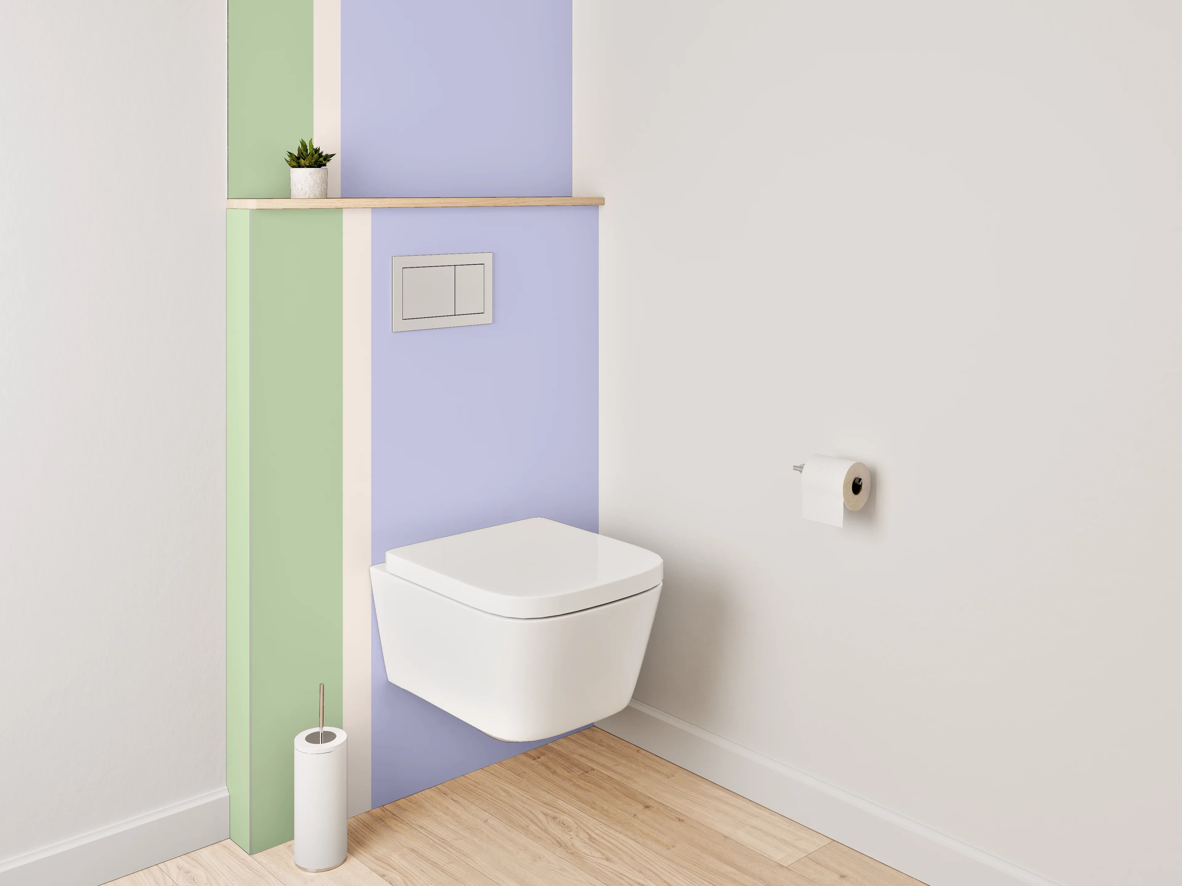 WC-Rückwand - Pastellgrün & Lavendel Wanddekor
