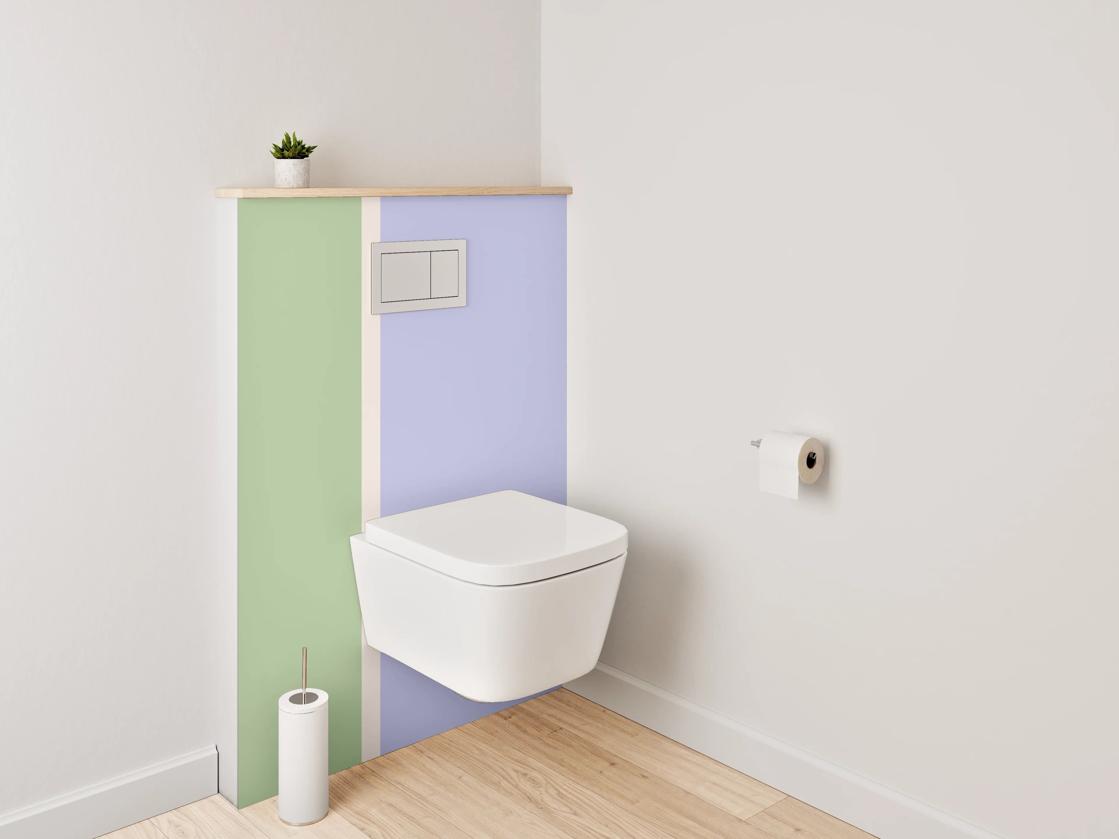 WC-Rückwand - Pastellgrün & Lavendel Wanddekor