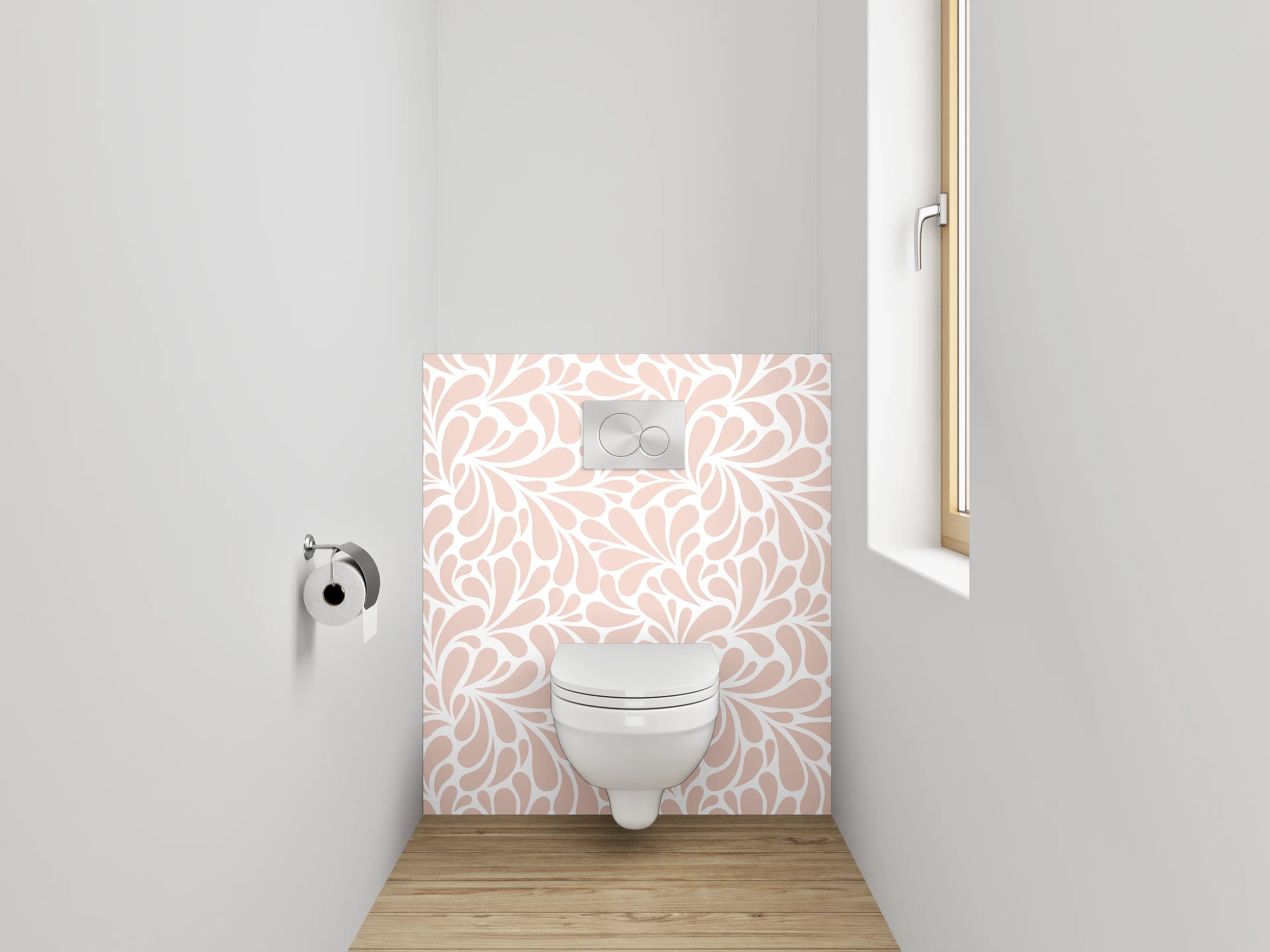 WC-Rückwand - Pastellrosa Ornament-Muster Tapete