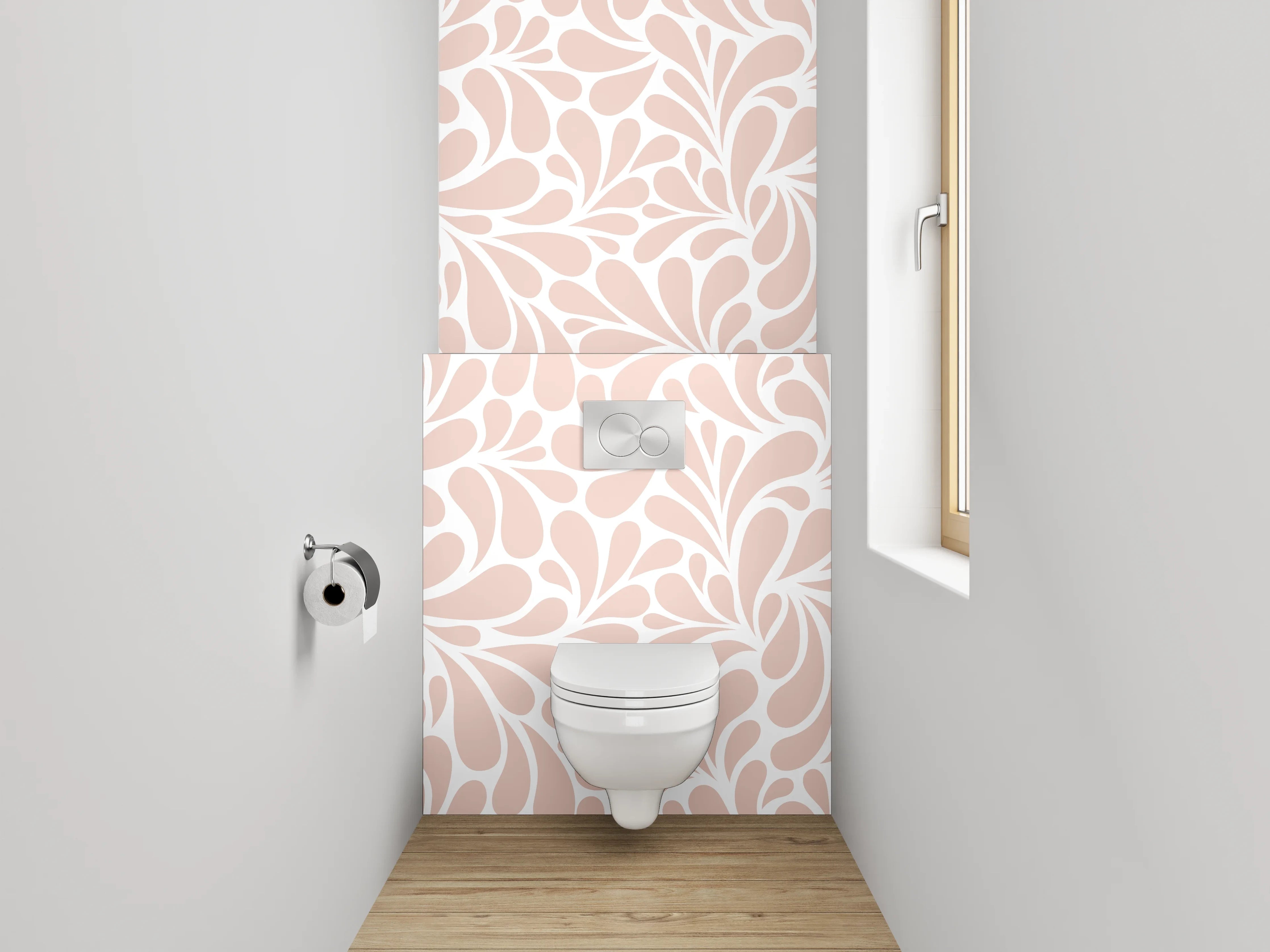 WC-Rückwand - Pastellrosa Ornament-Muster Tapete