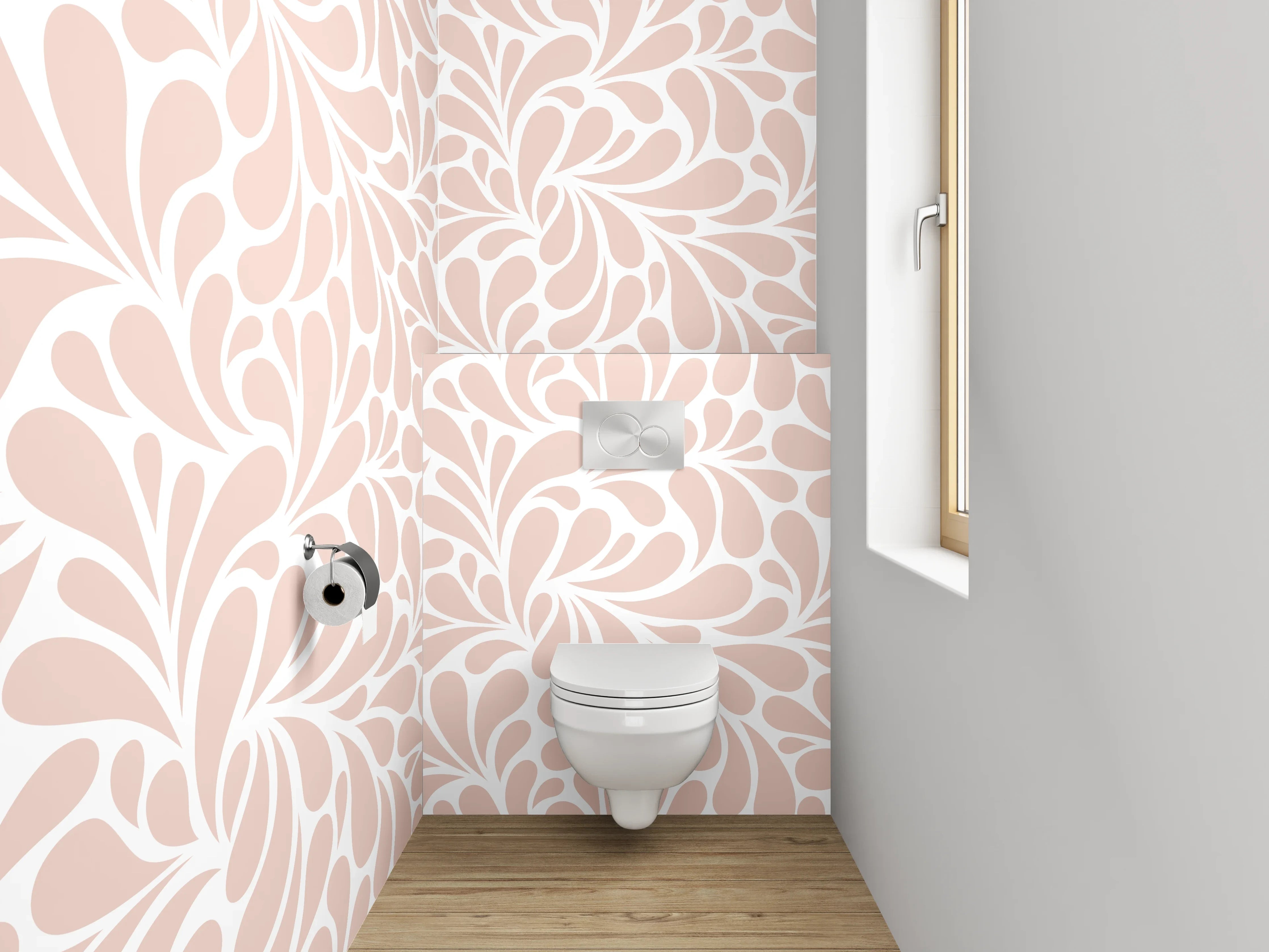 WC-Rückwand - Pastellrosa Ornament-Muster Tapete
