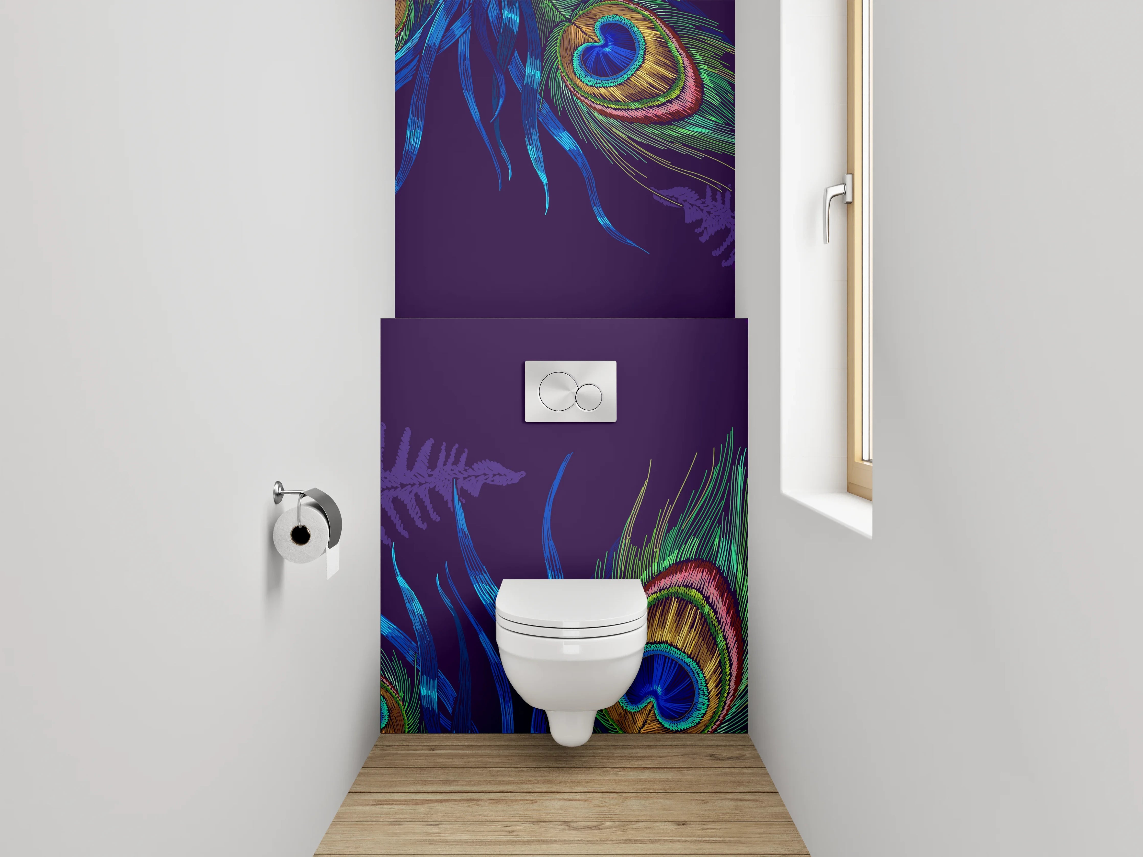 WC-Rückwand - Pfauen & Tropenfedern Exotik