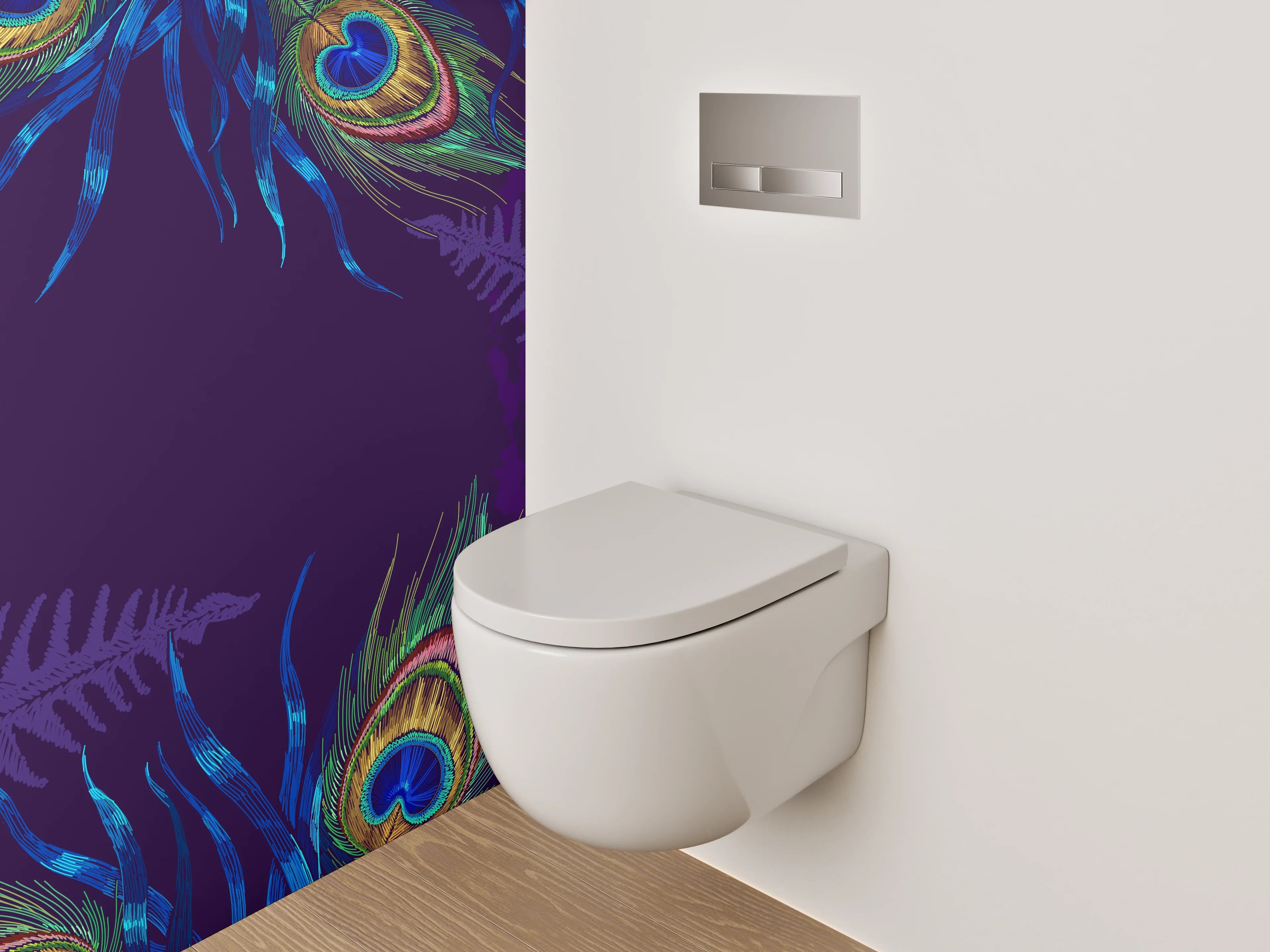 WC-Rückwand - Pfauen & Tropenfedern Exotik