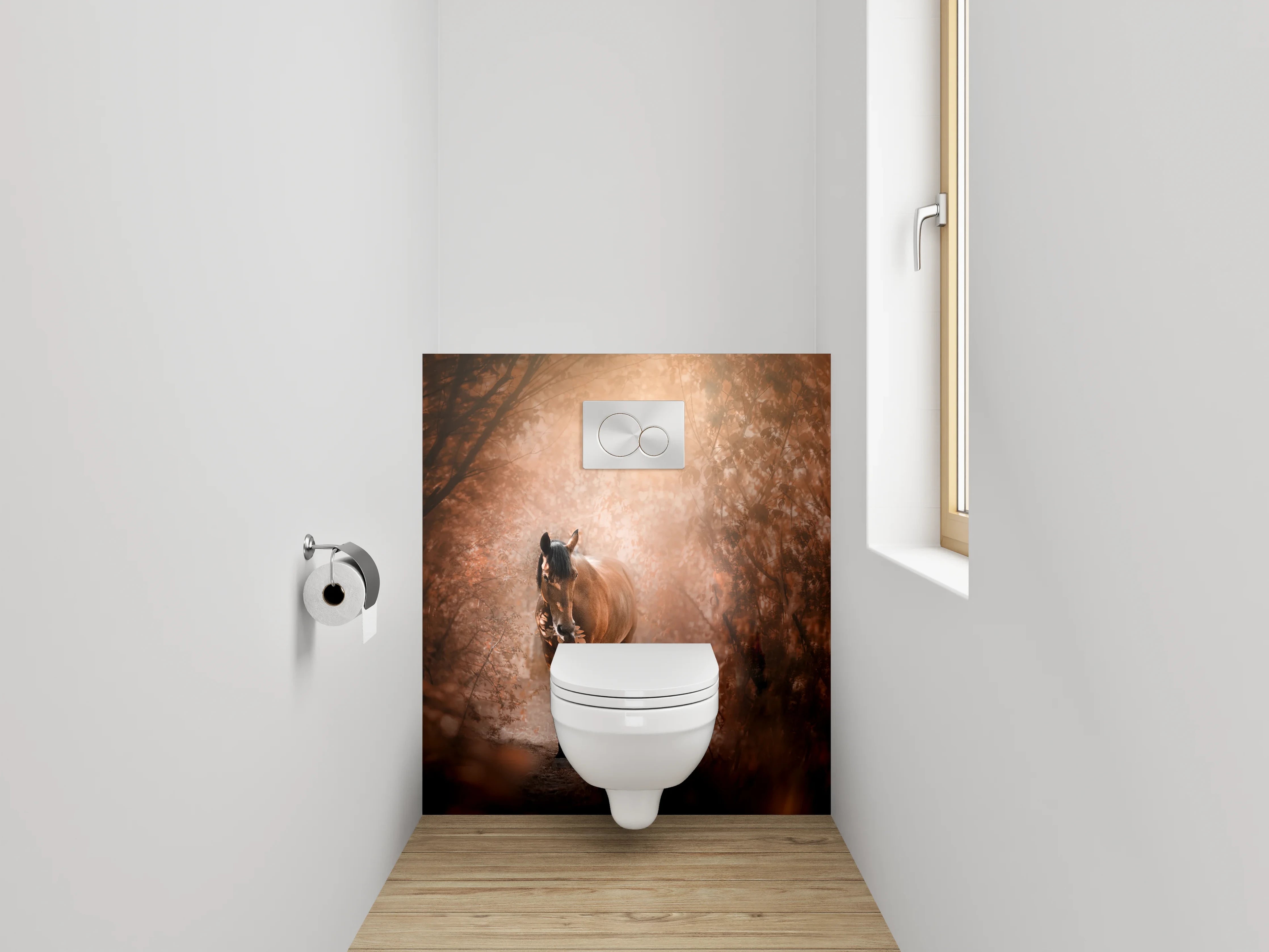 WC-Rückwand - Pferd im herbstlichen Zauberwald