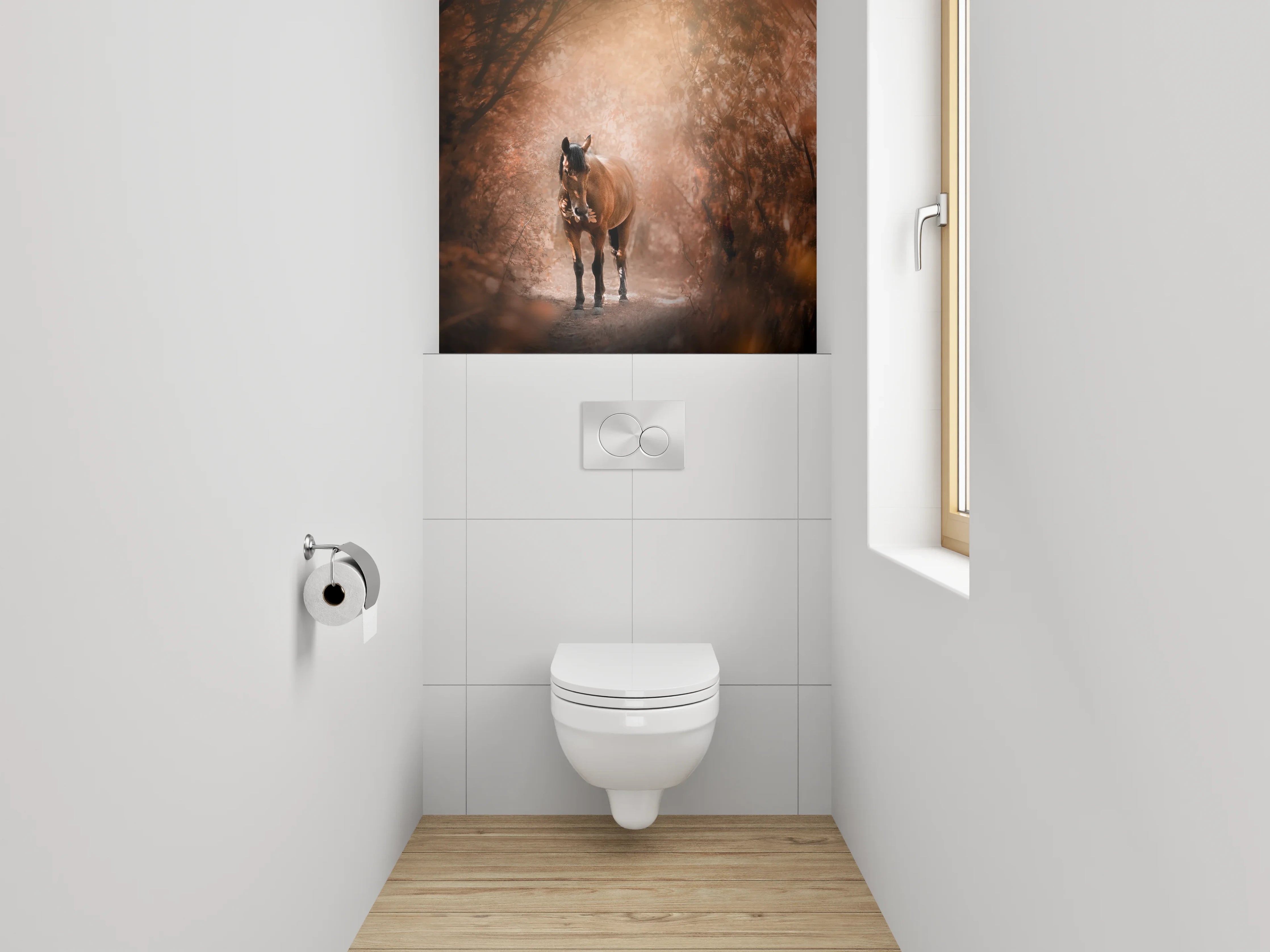 WC-Rückwand - Pferd im herbstlichen Zauberwald
