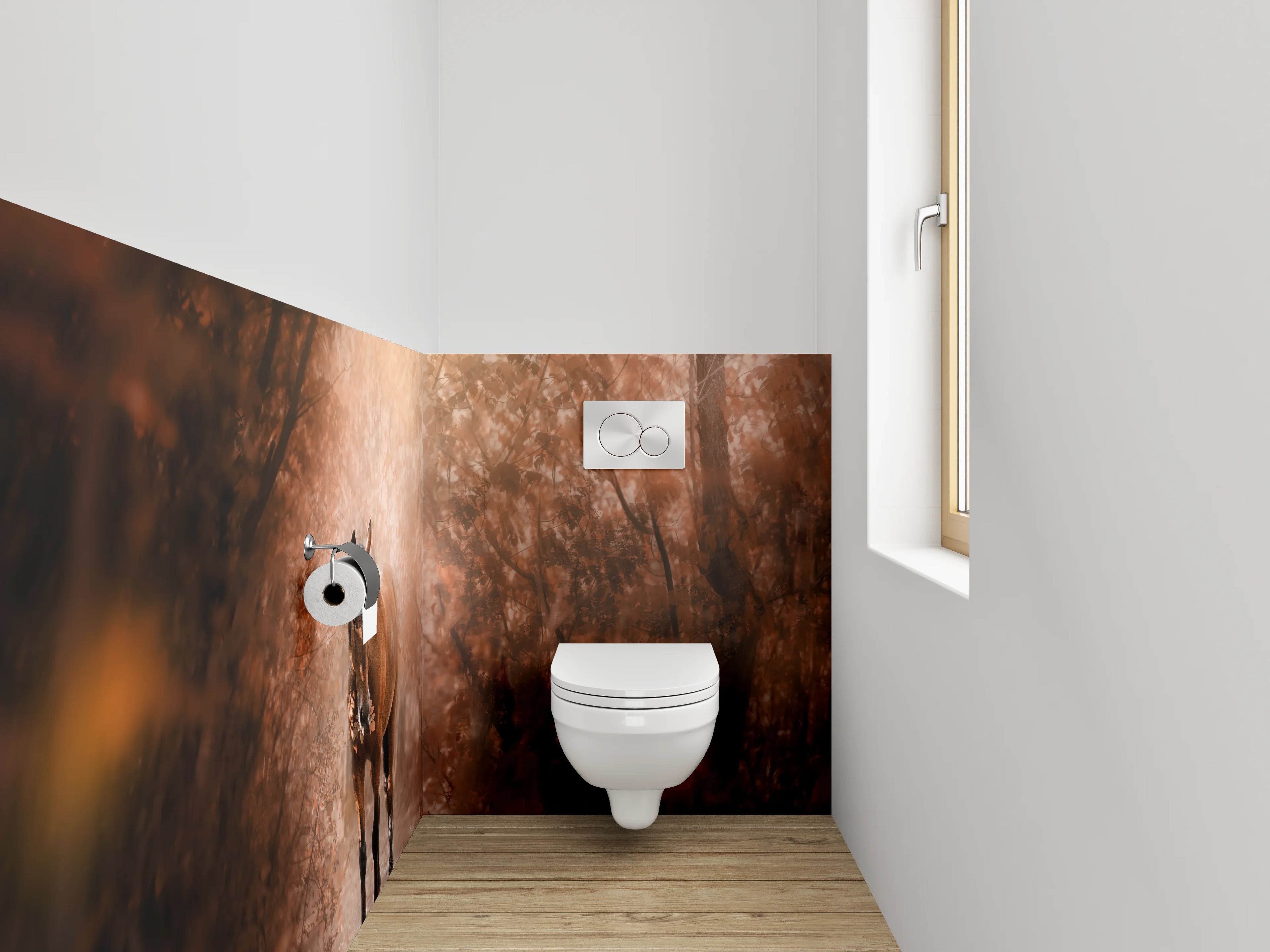 WC-Rückwand - Pferd im herbstlichen Zauberwald