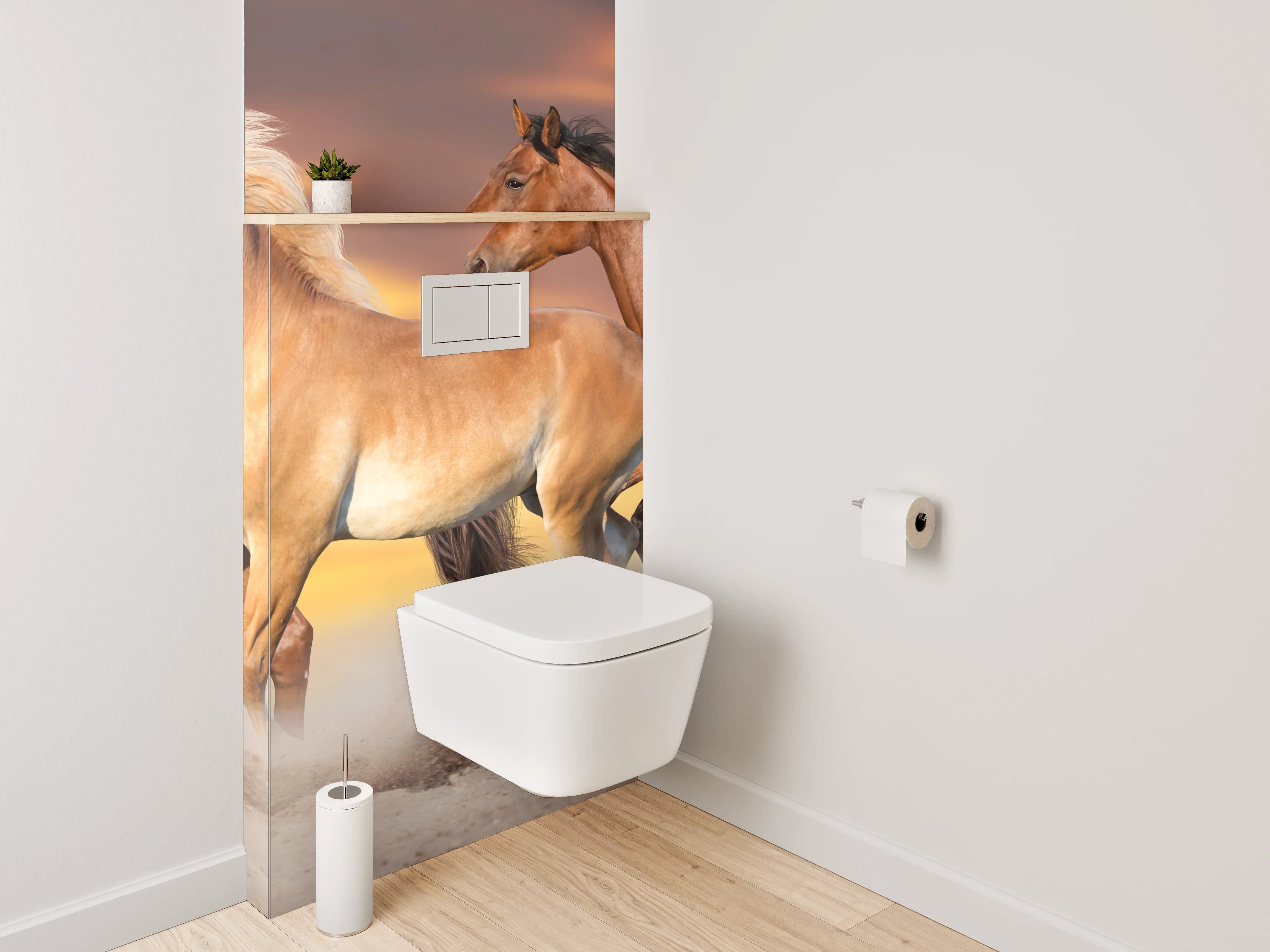 WC-Rückwand - Pferdeherde im Sonnenuntergang