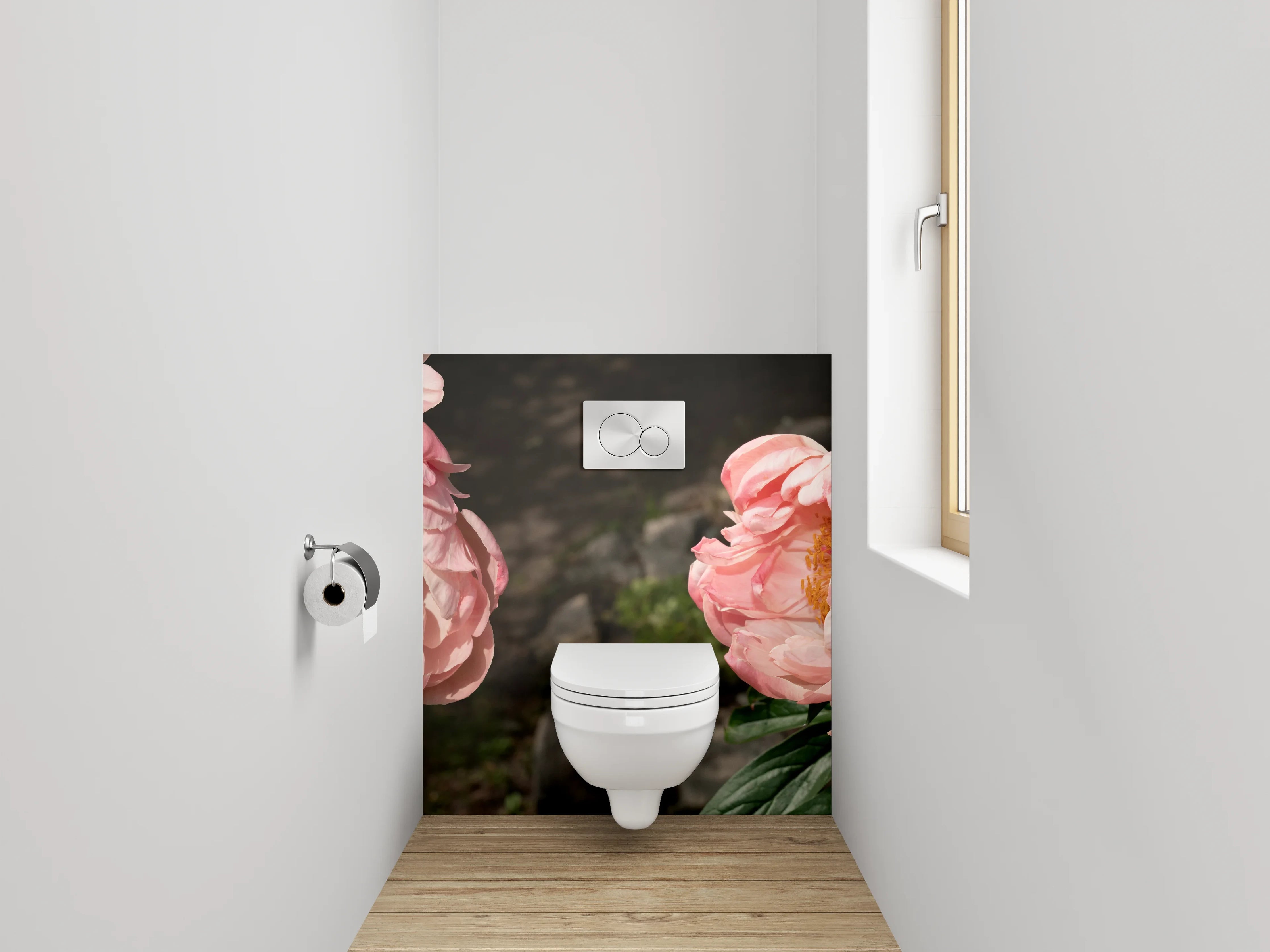 WC-Rückwand - Pfingstrosen Blüten rosa Garten