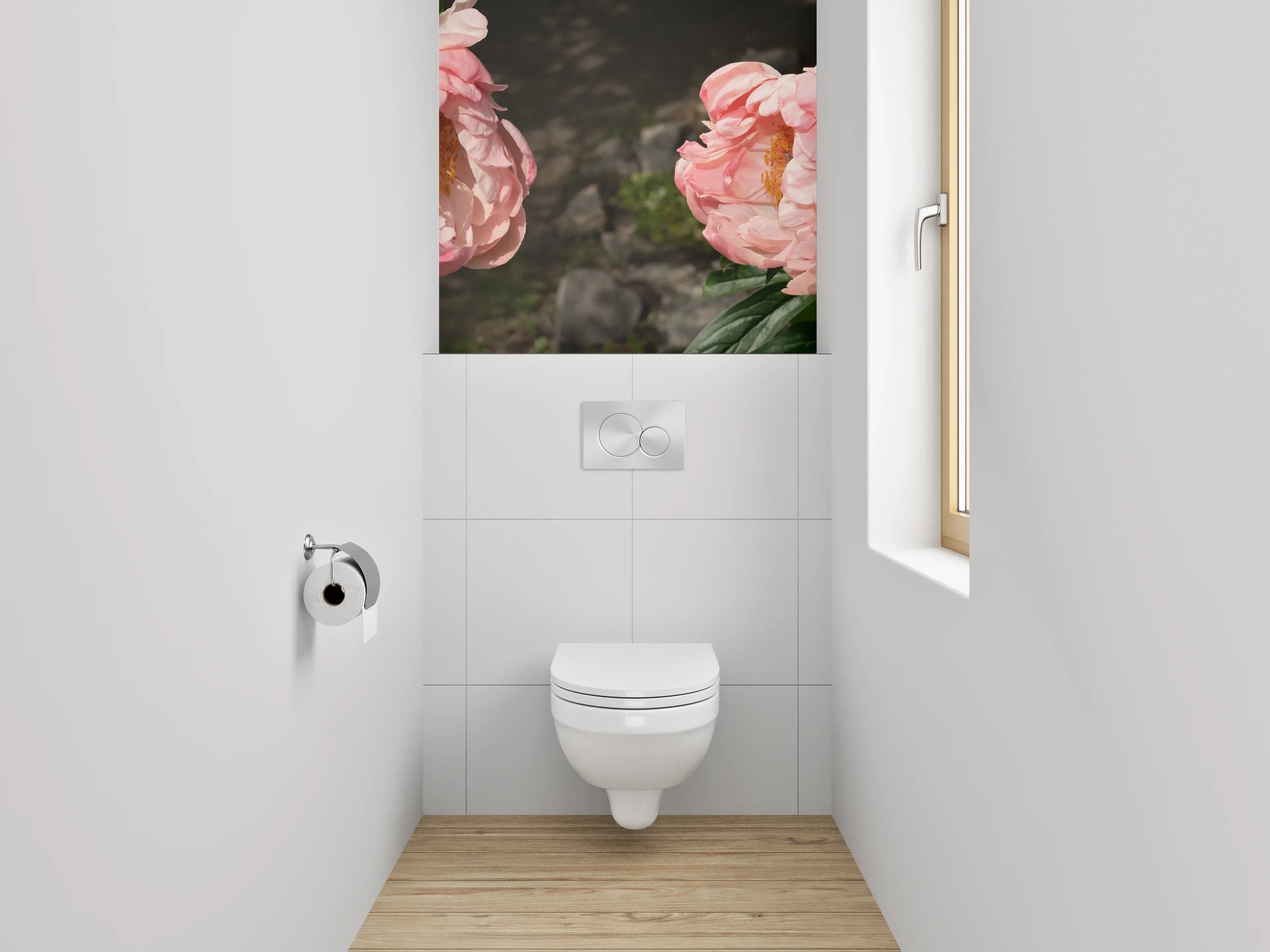 WC-Rückwand - Pfingstrosen Blüten rosa Garten