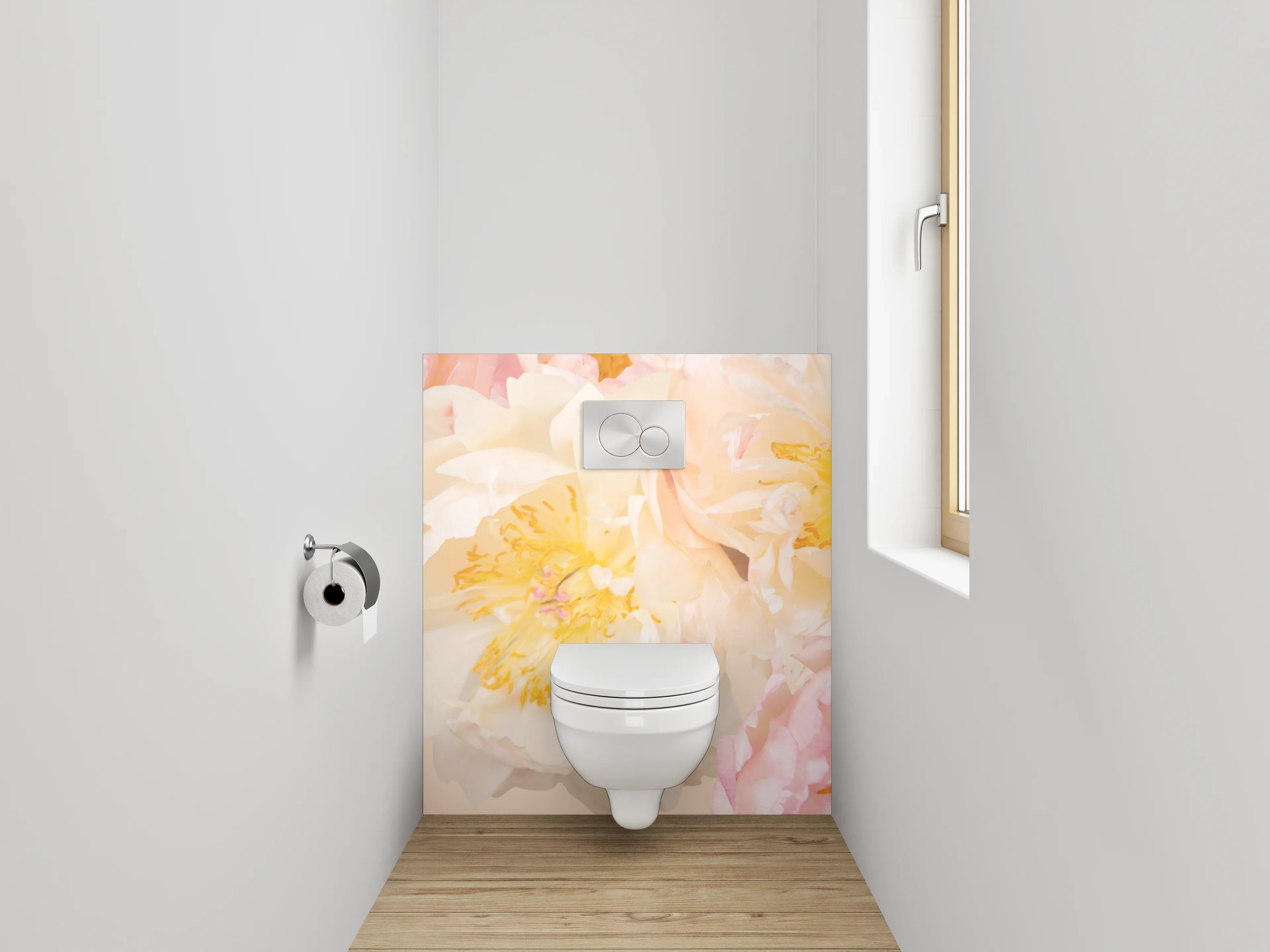 WC-Rückwand - Pfingstrosen Pastell Blumenmuster