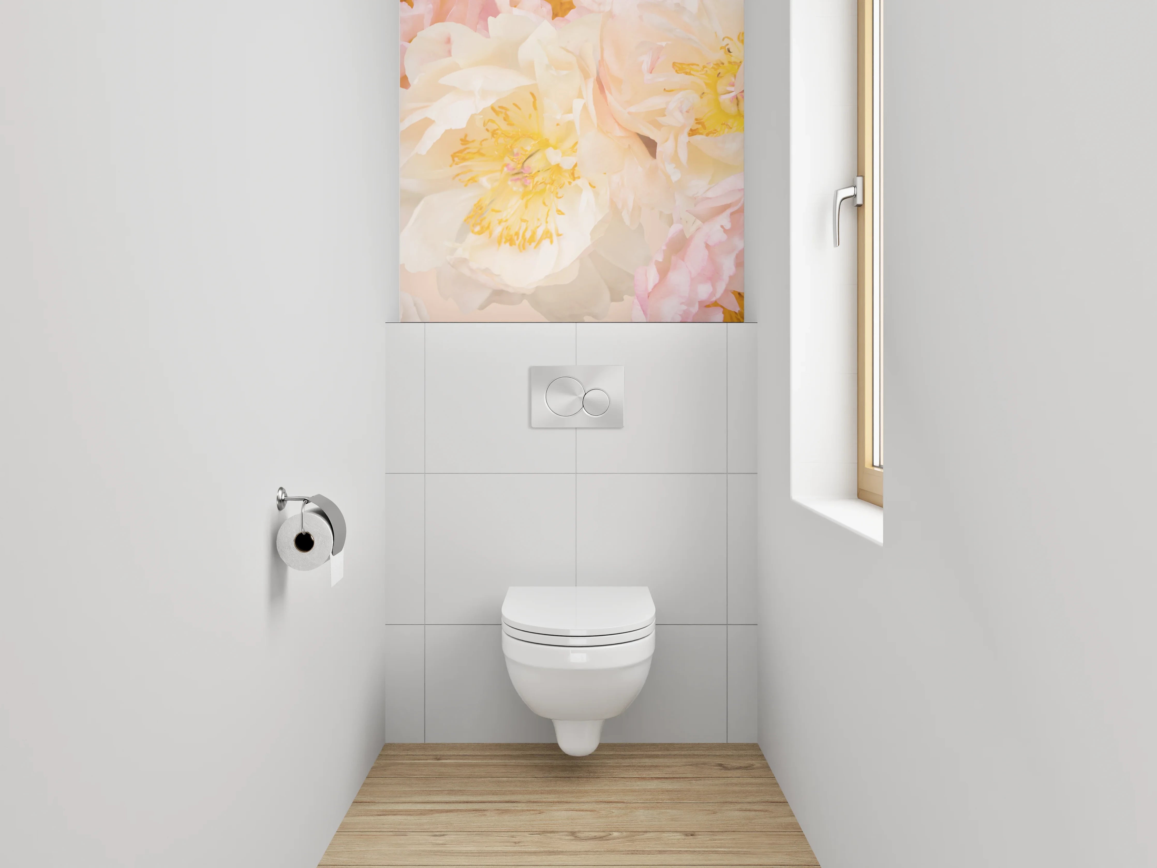 WC-Rückwand - Pfingstrosen Pastell Blumenmuster