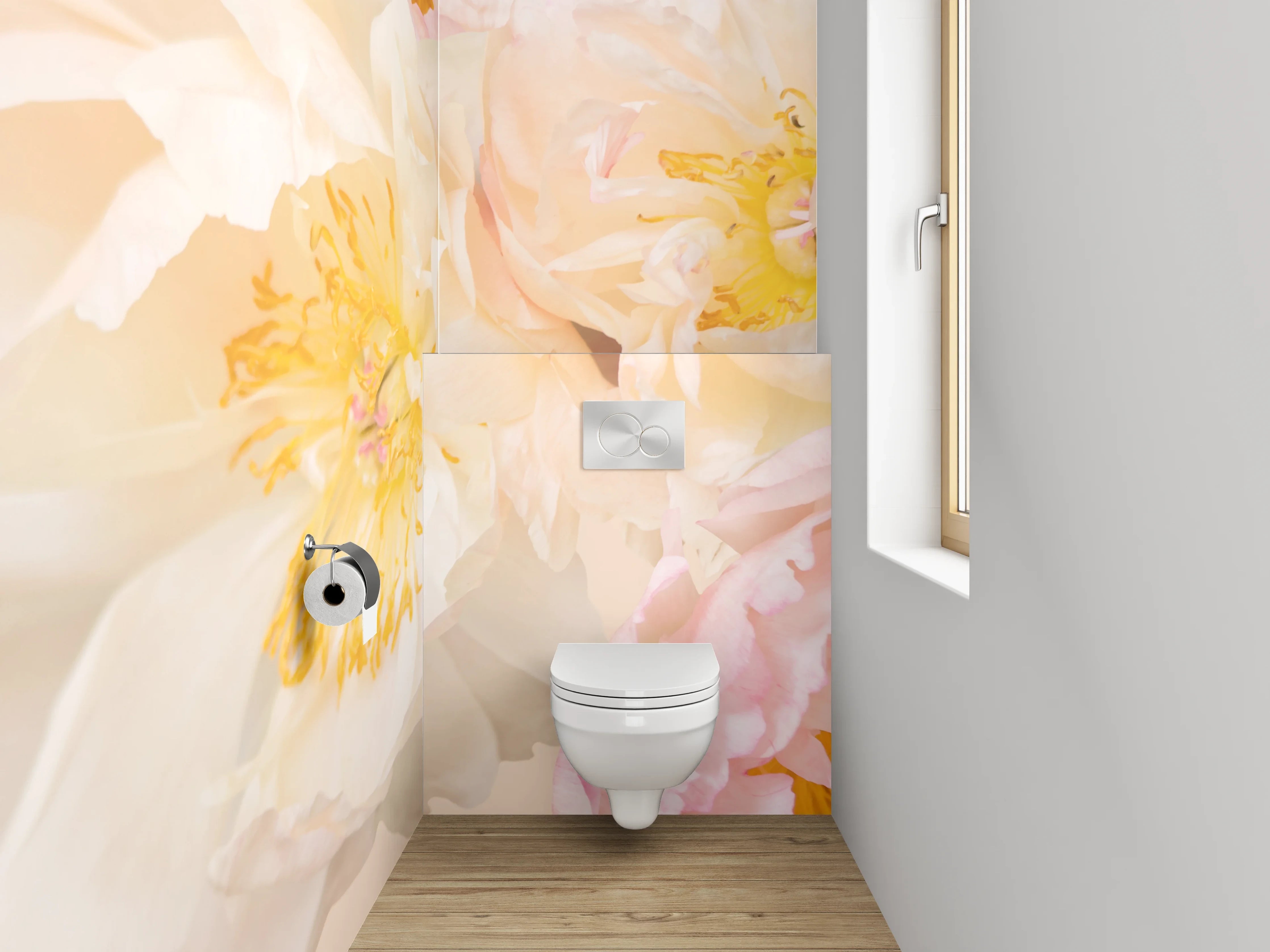WC-Rückwand - Pfingstrosen Pastell Blumenmuster