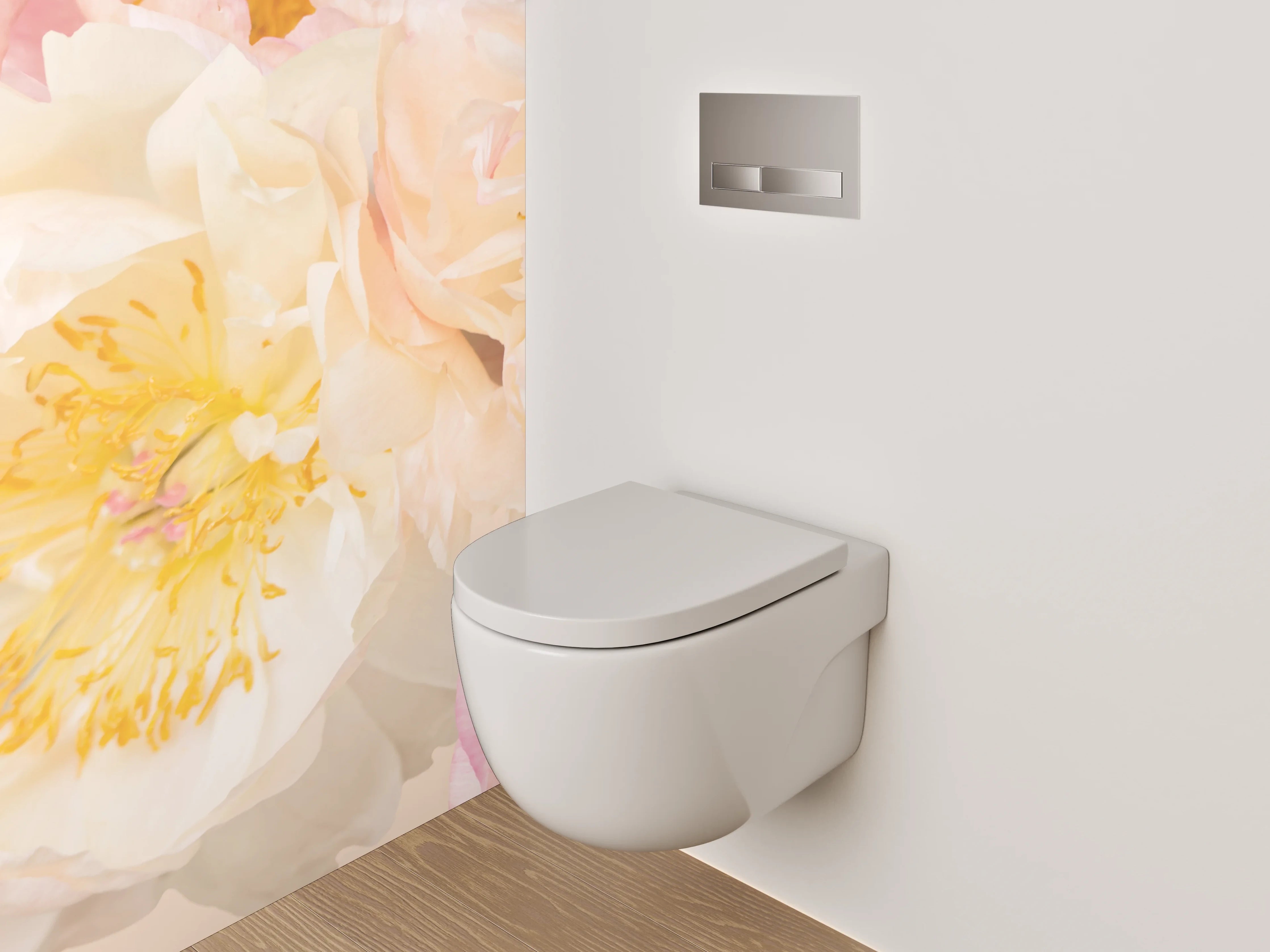 WC-Rückwand - Pfingstrosen Pastell Blumenmuster