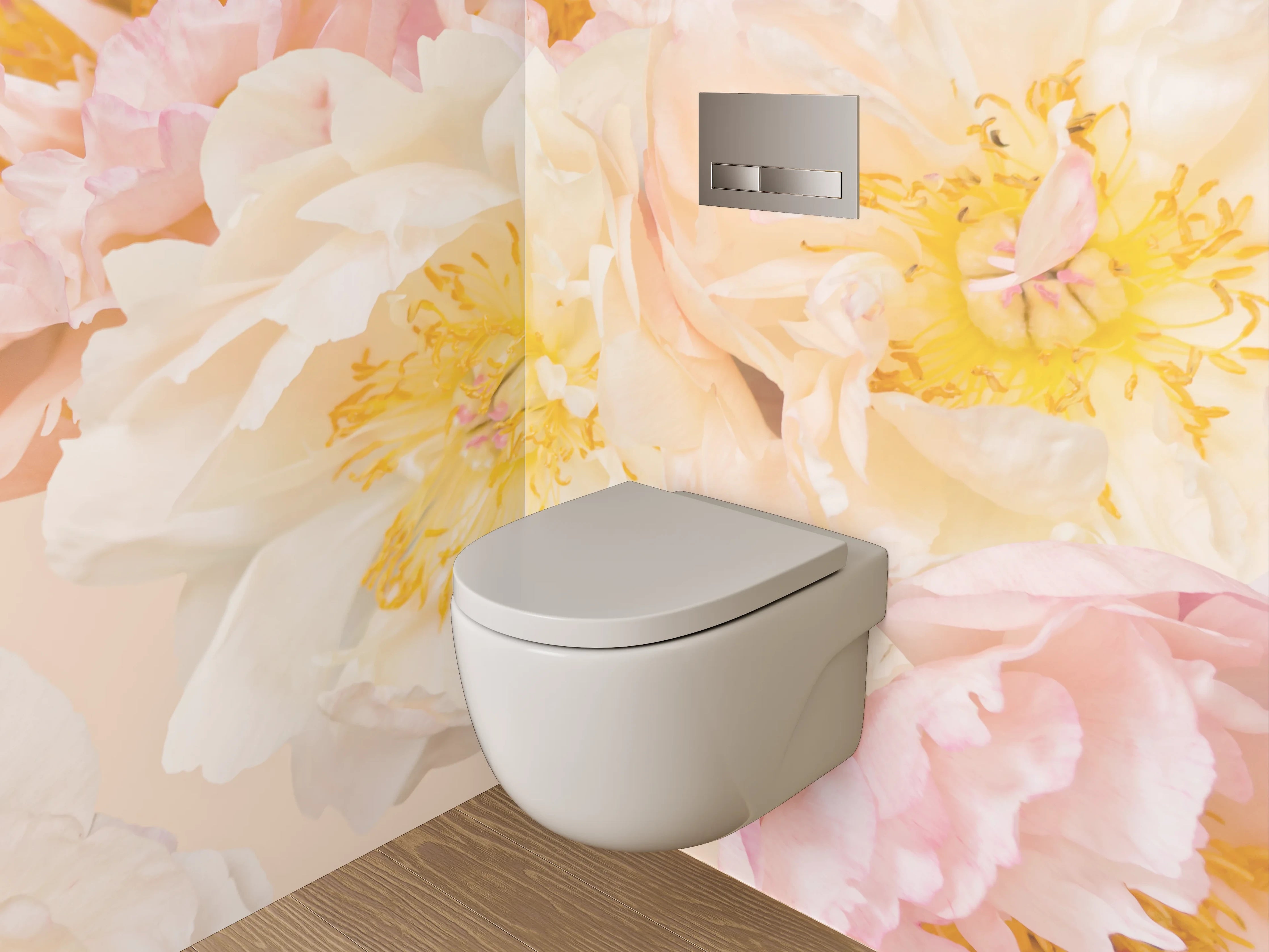 WC-Rückwand - Pfingstrosen Pastell Blumenmuster
