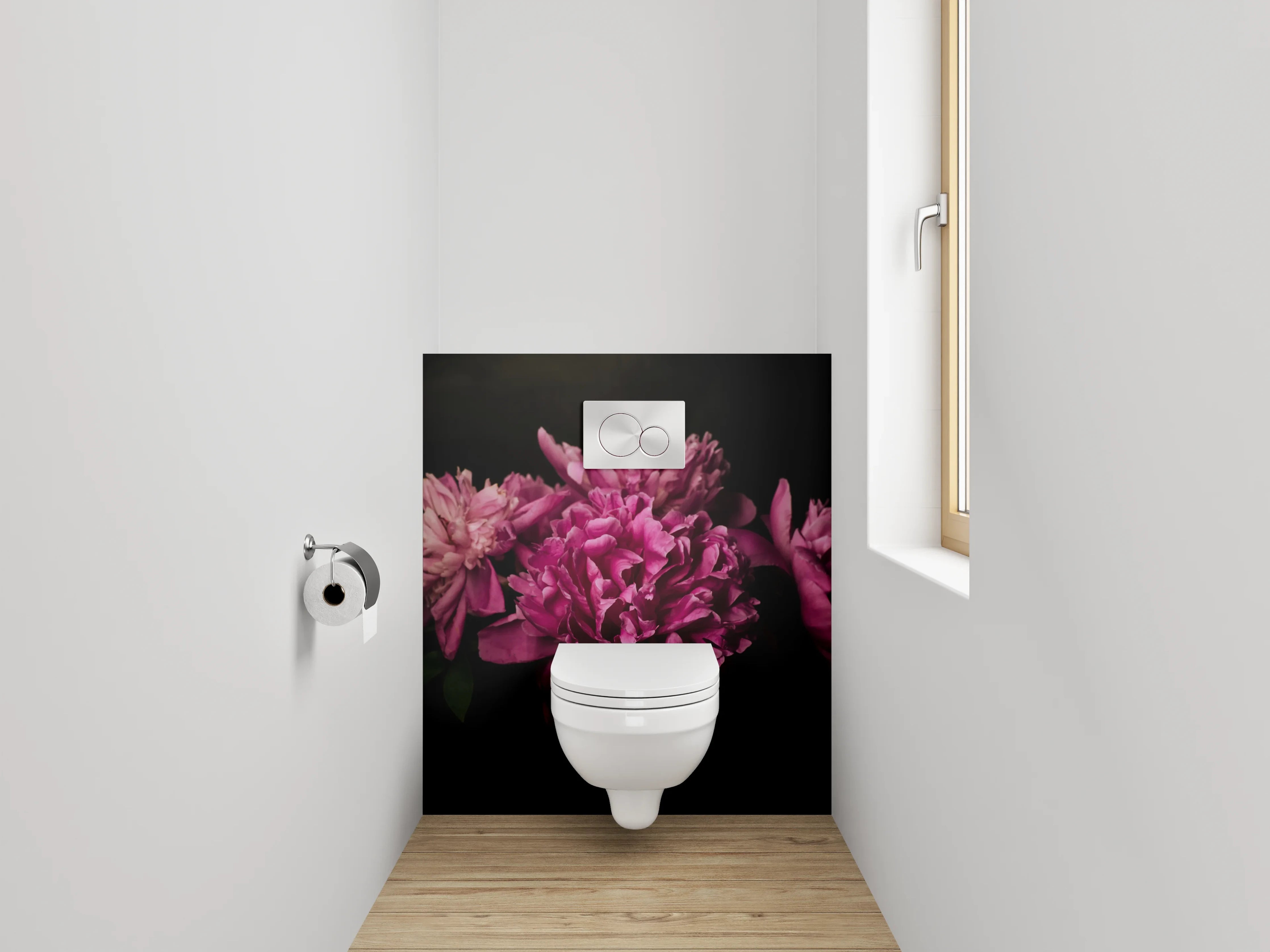 WC-Rückwand - Pfingstrosenblüten in sattem Pink