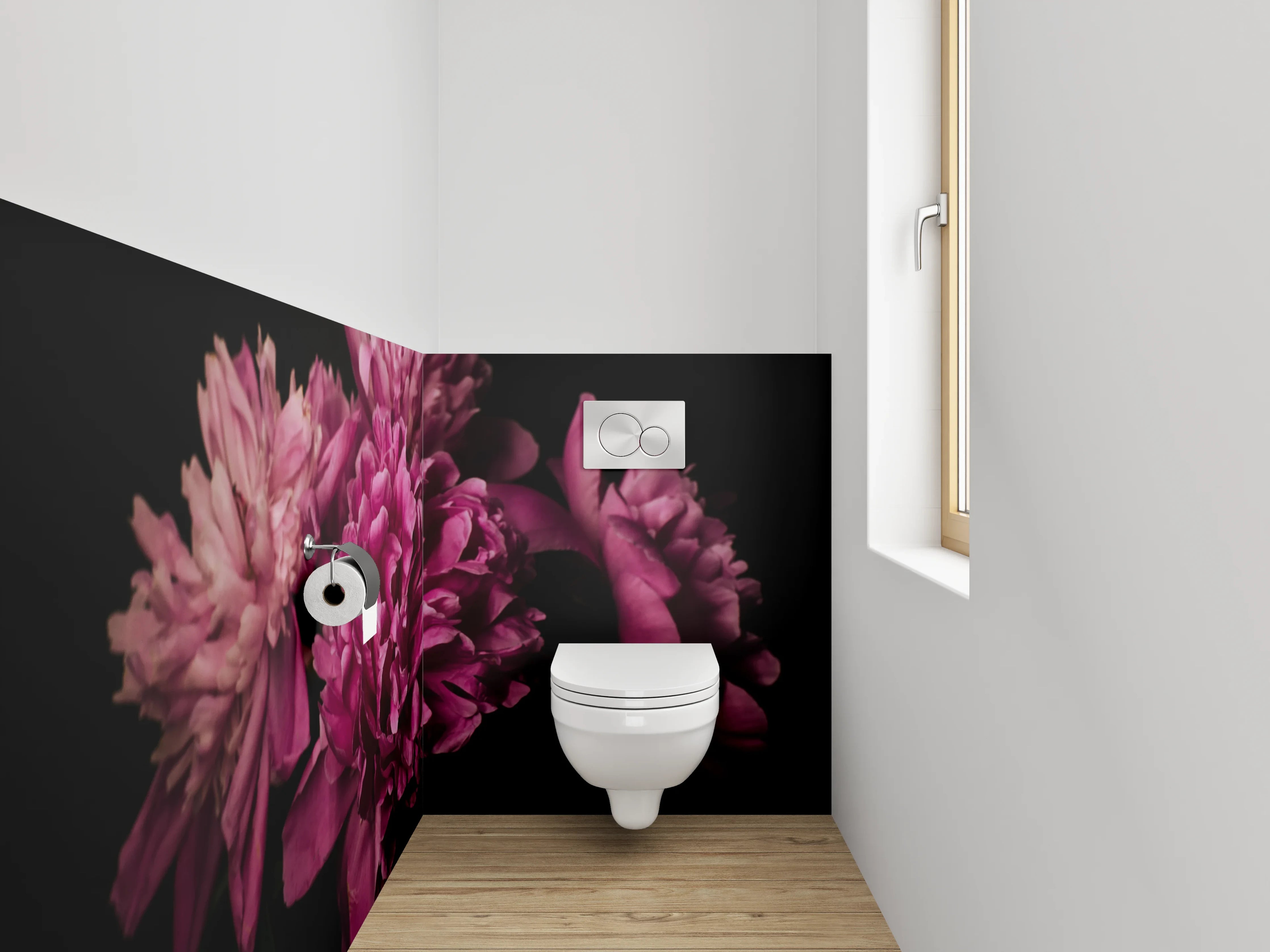WC-Rückwand - Pfingstrosenblüten in sattem Pink