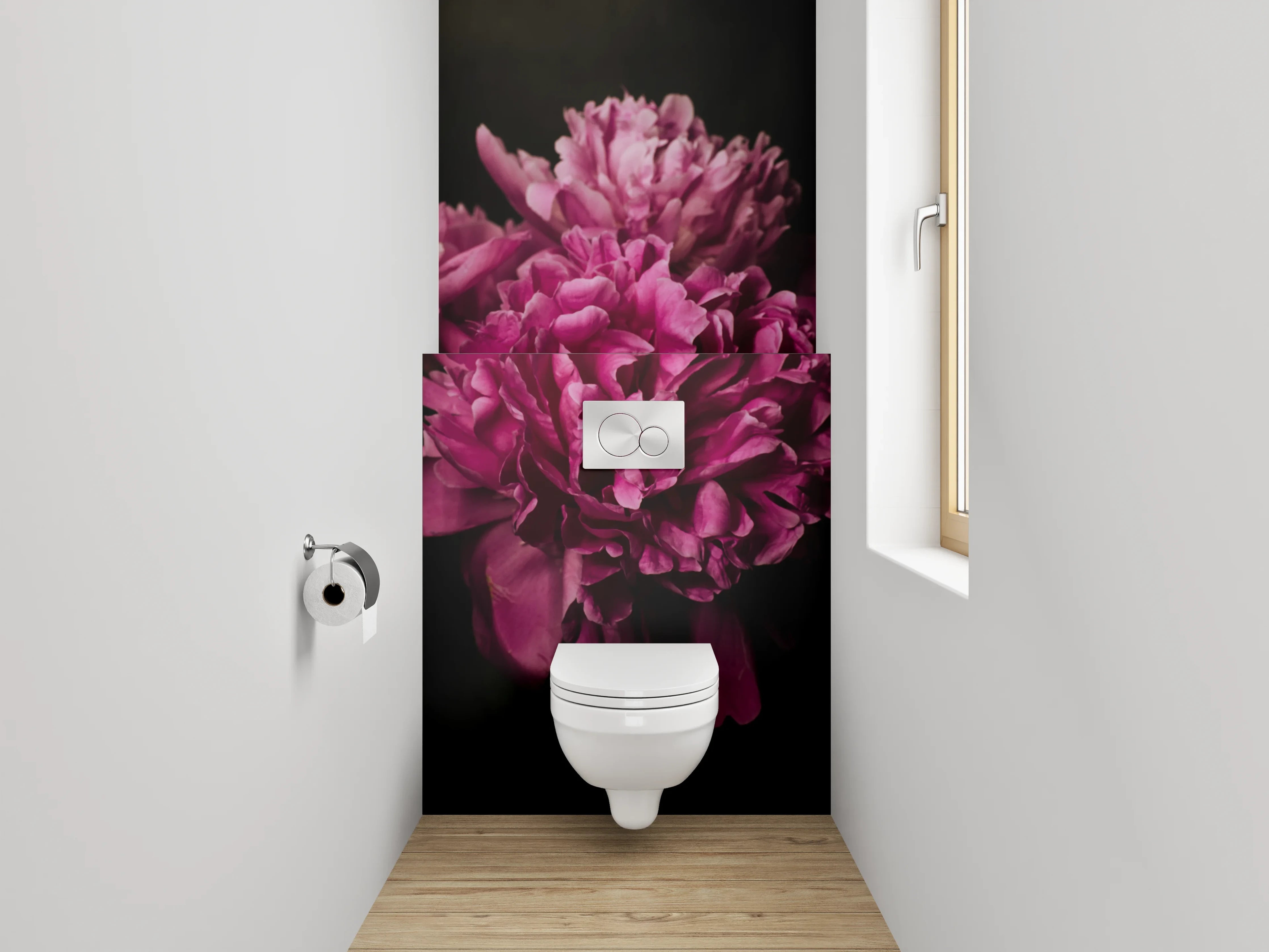 WC-Rückwand - Pfingstrosenblüten in sattem Pink