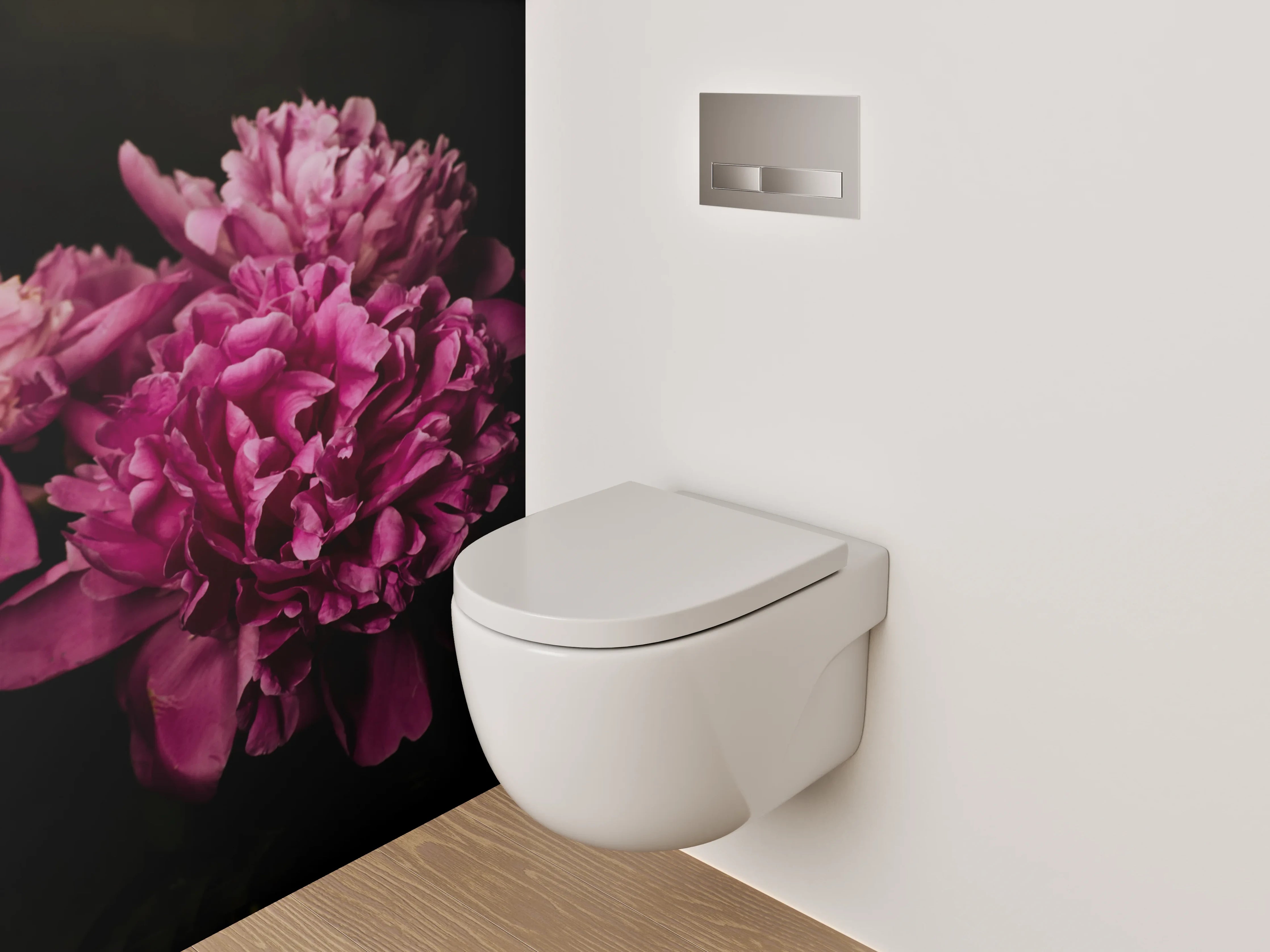 WC-Rückwand - Pfingstrosenblüten in sattem Pink