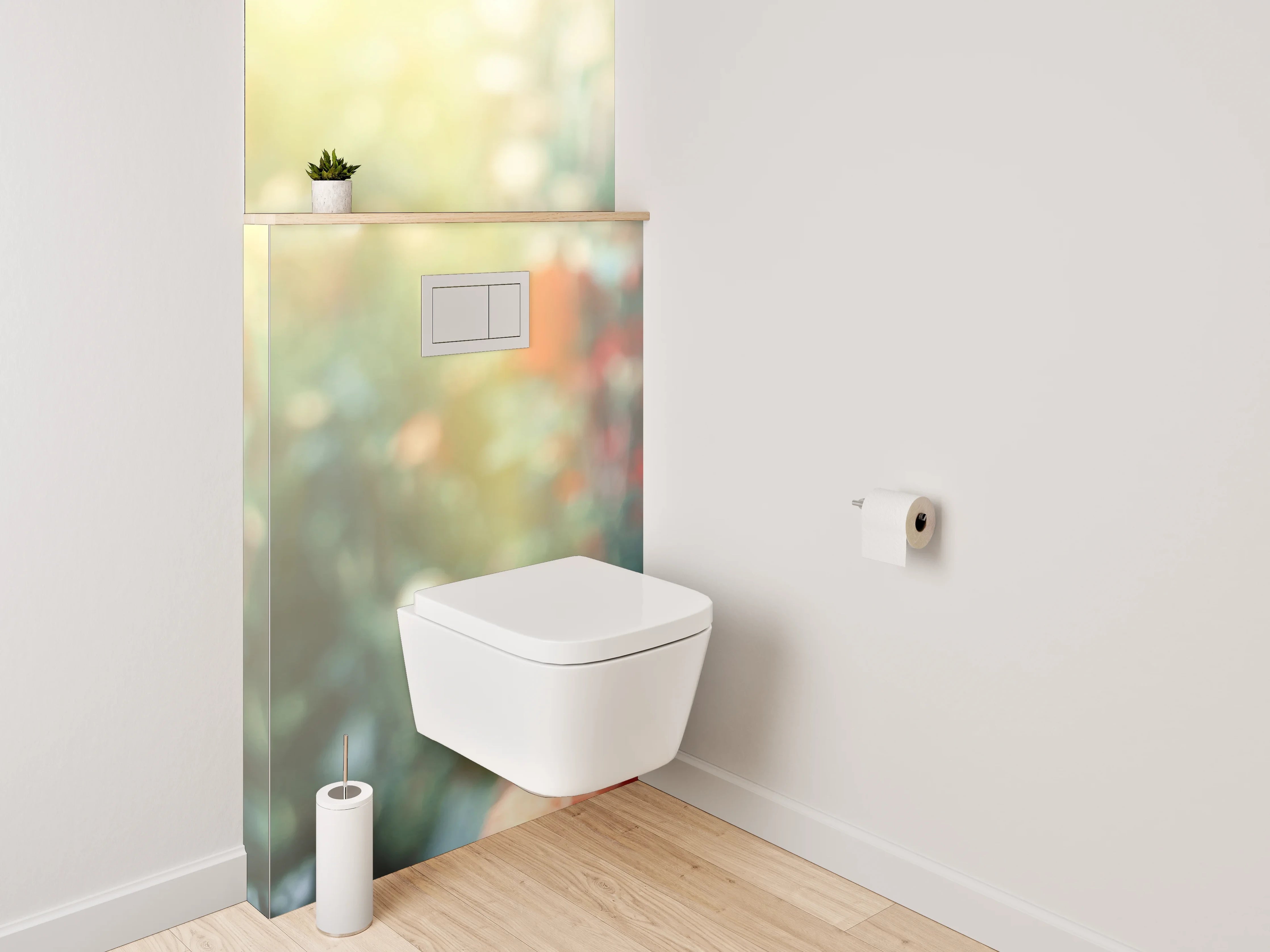 WC-Rückwand - Pfirsichfarbene Dahlien im Sonnenlicht