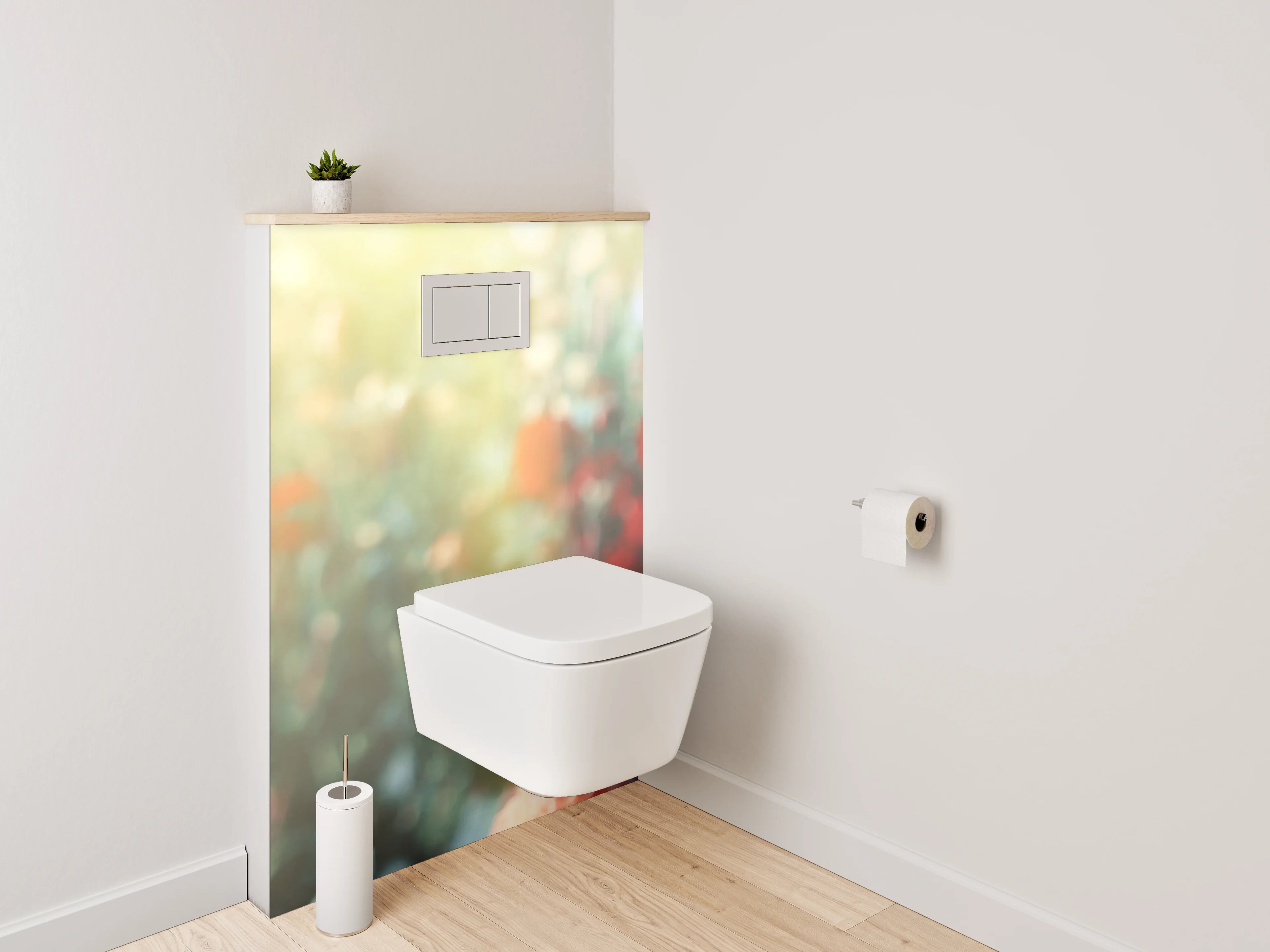 WC-Rückwand - Pfirsichfarbene Dahlien im Sonnenlicht