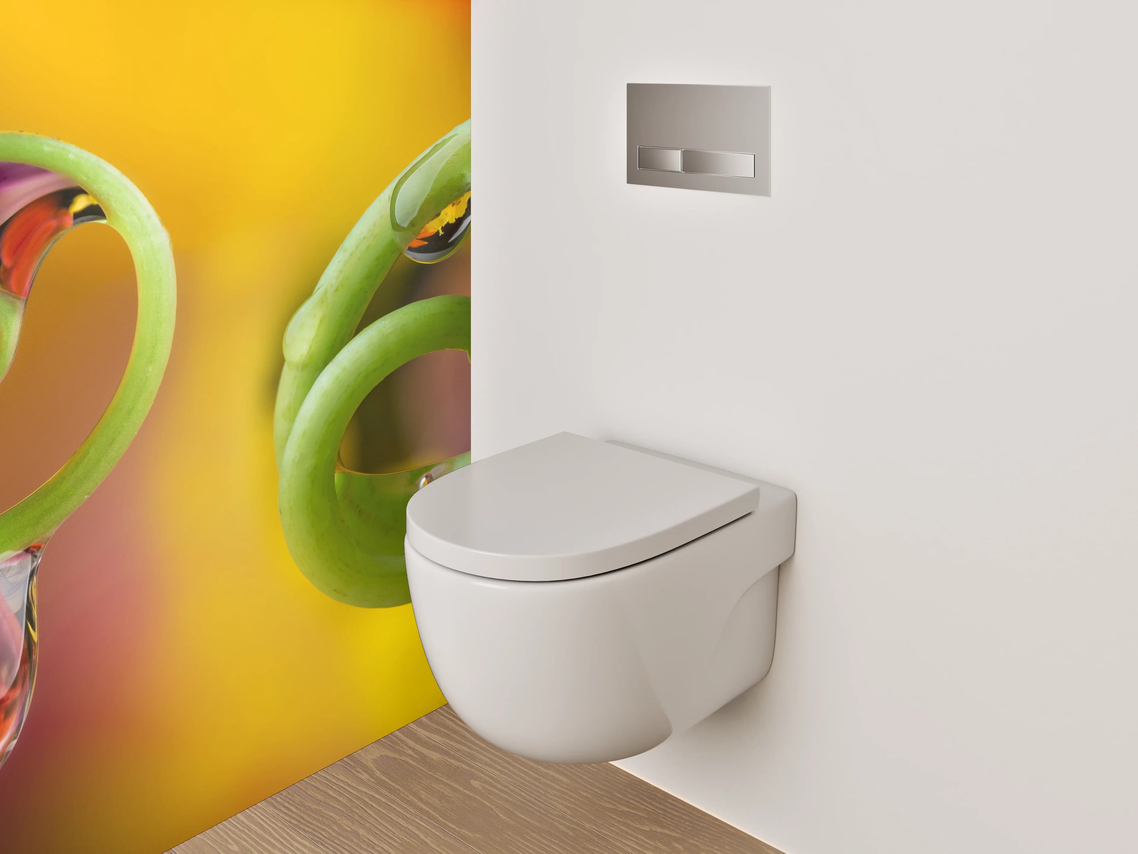 WC-Rückwand - Pflanzenranken mit Tautropfen