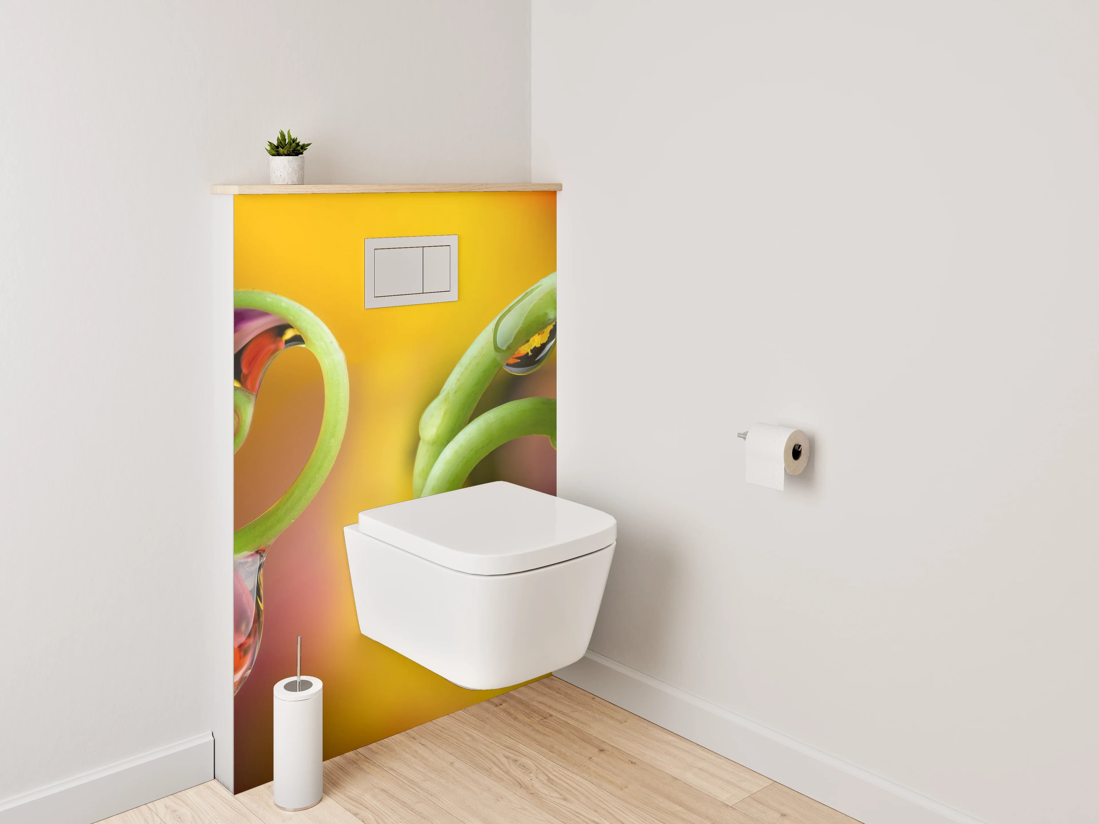 WC-Rückwand - Pflanzenranken mit Tautropfen