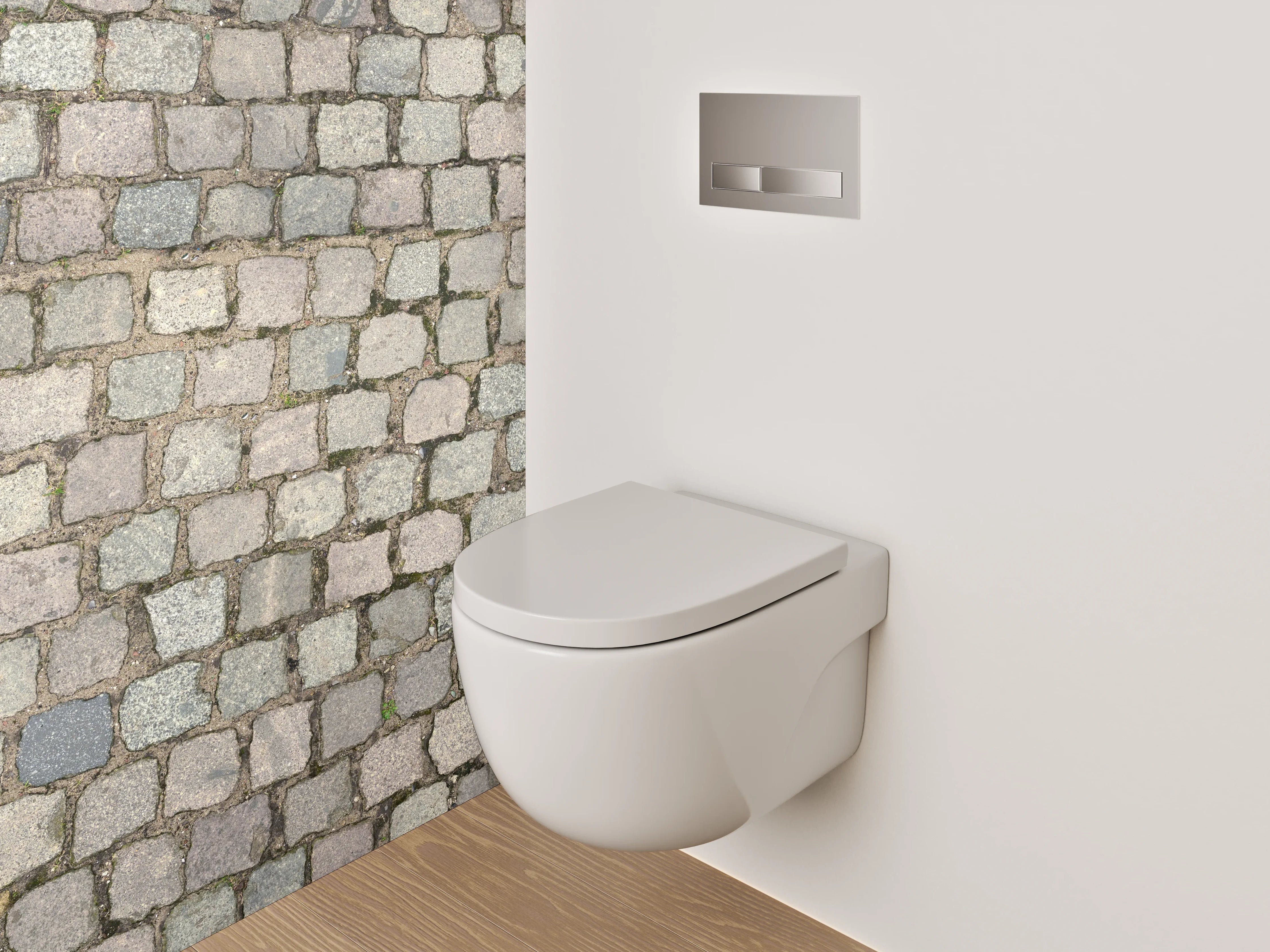 WC-Rückwand - Pflastersteinmuster Grau Braun