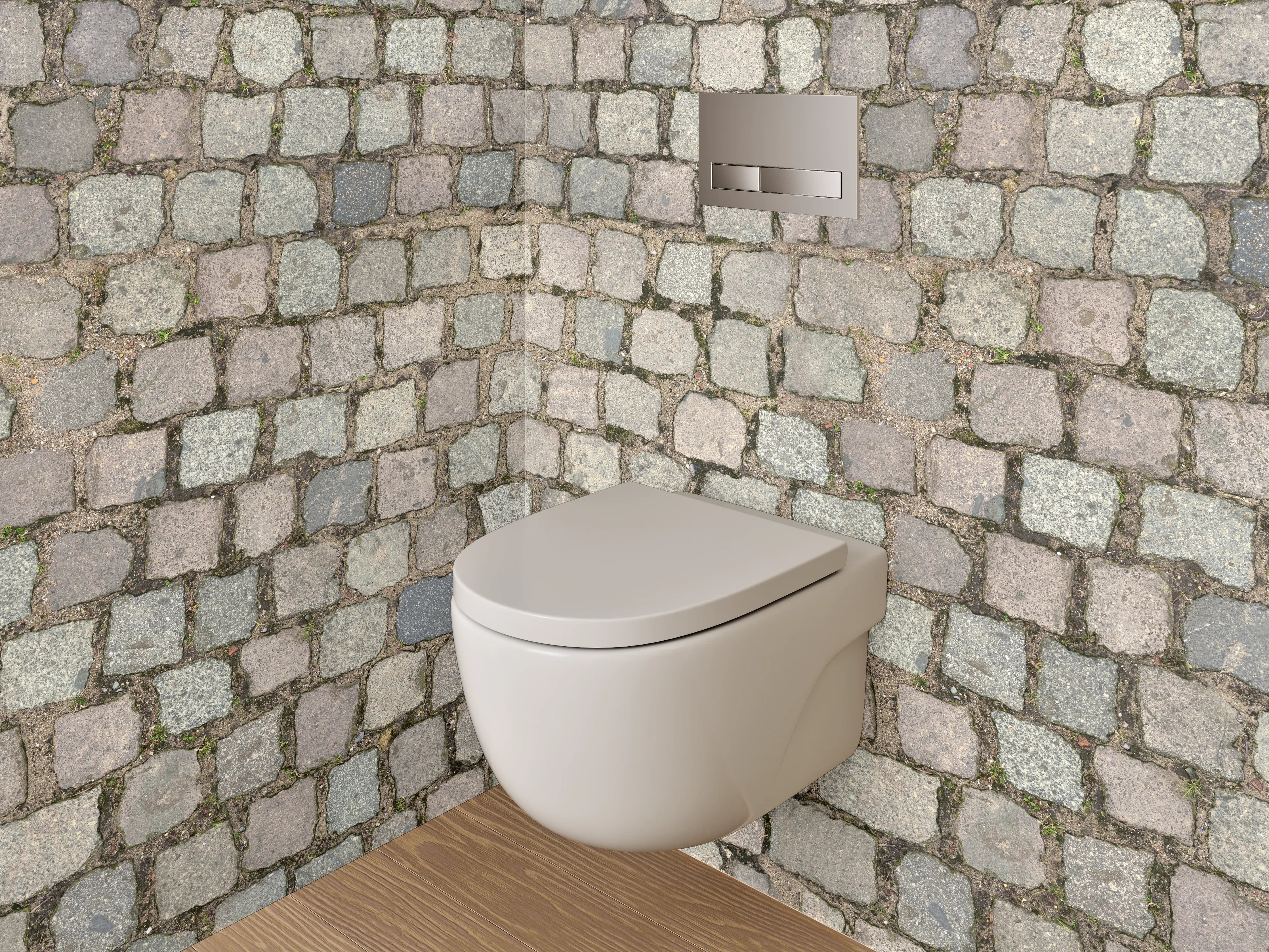WC-Rückwand - Pflastersteinmuster Grau Braun