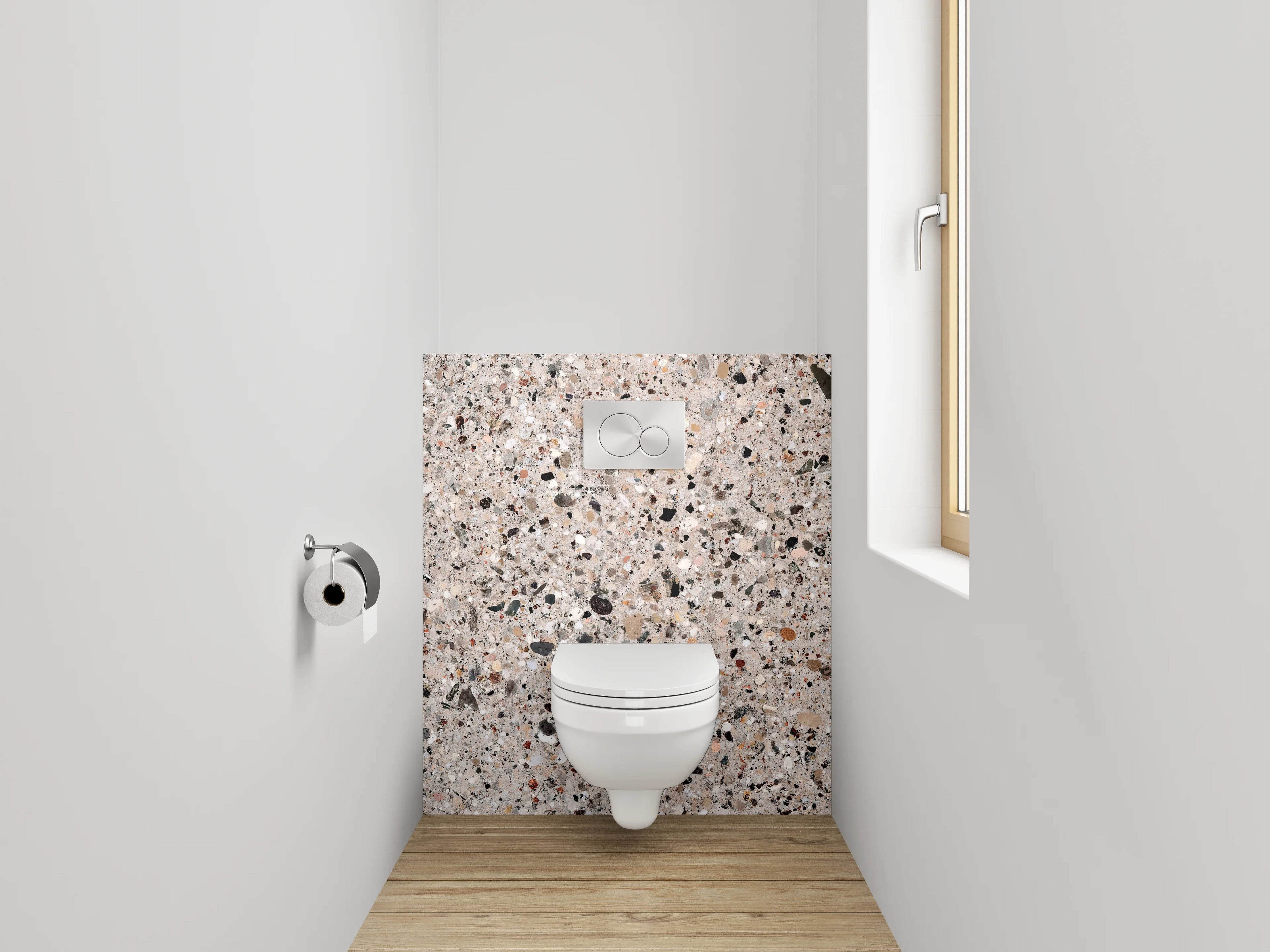WC-Rückwand - Polierter Terrazzo Naturstein-Optik