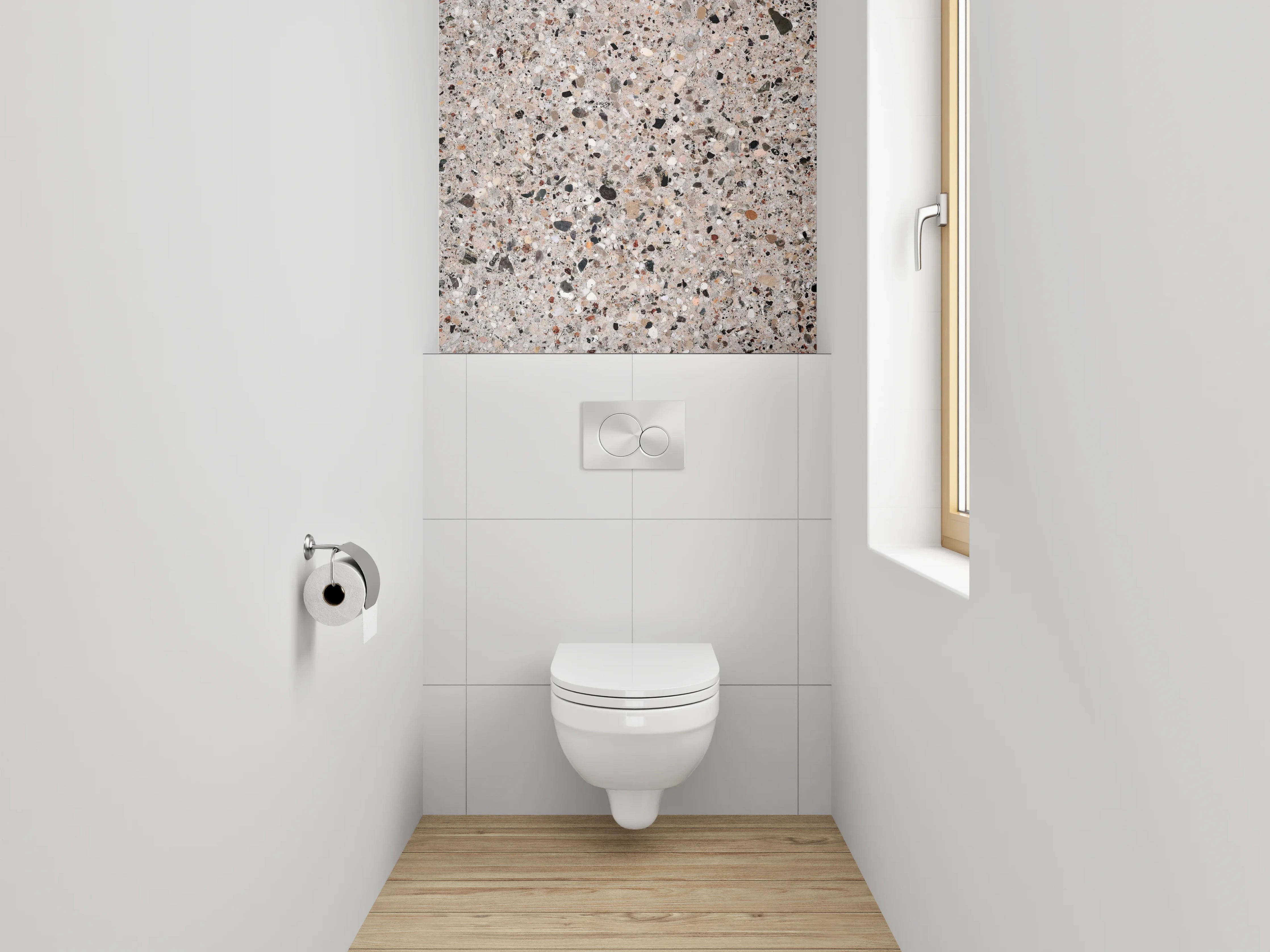 WC-Rückwand - Polierter Terrazzo Naturstein-Optik