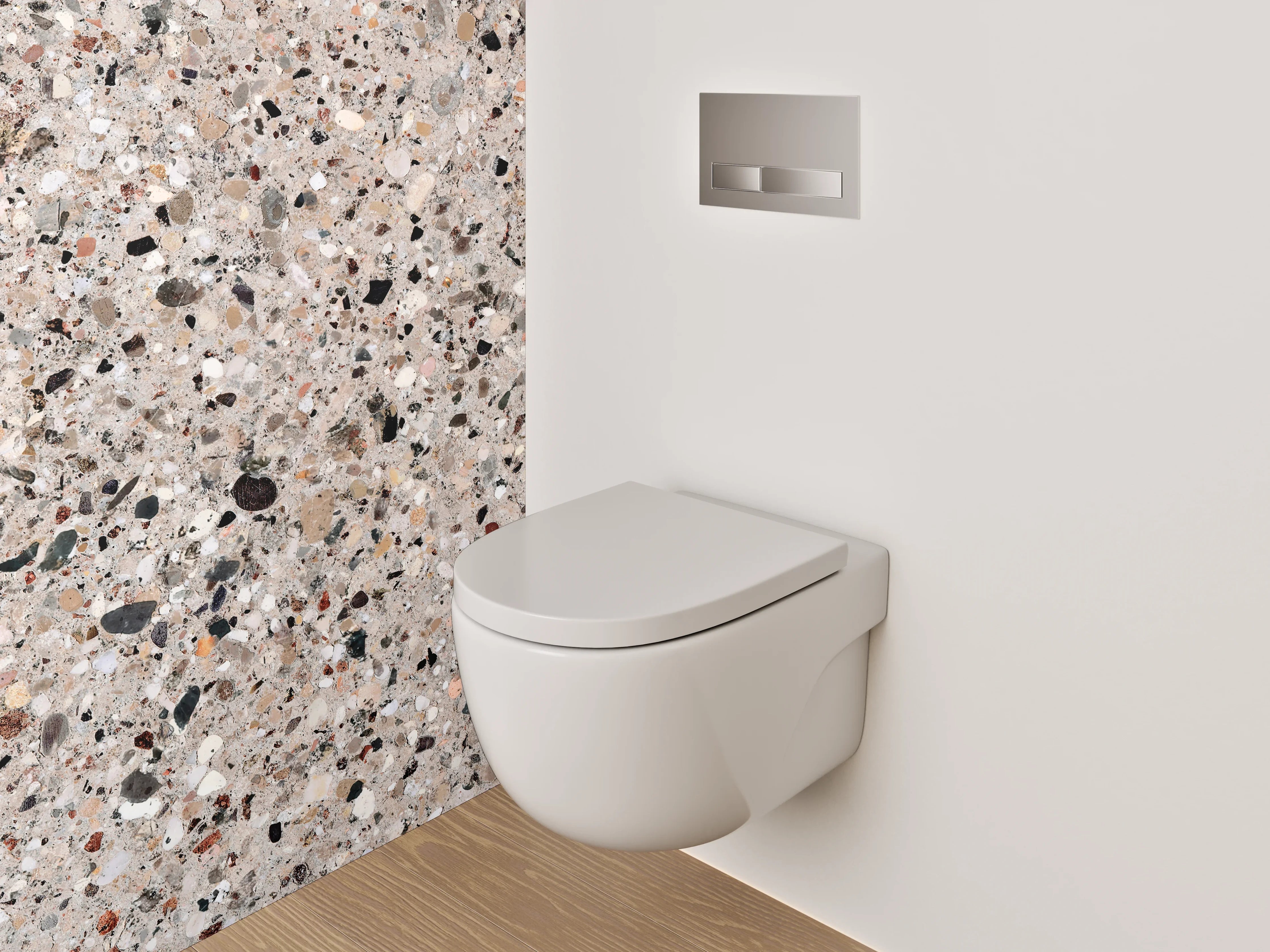 WC-Rückwand - Polierter Terrazzo Naturstein-Optik