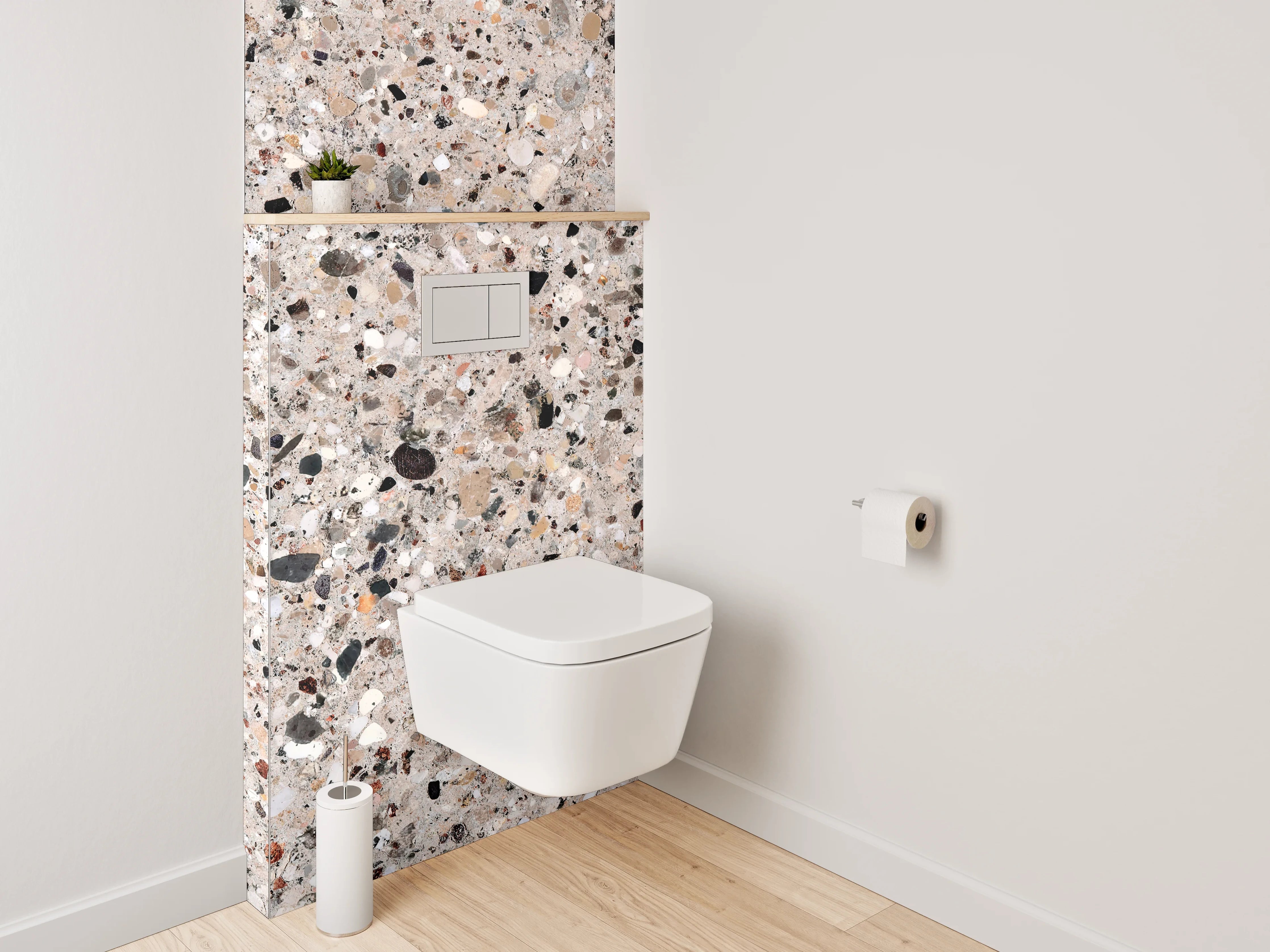 WC-Rückwand - Polierter Terrazzo Naturstein-Optik