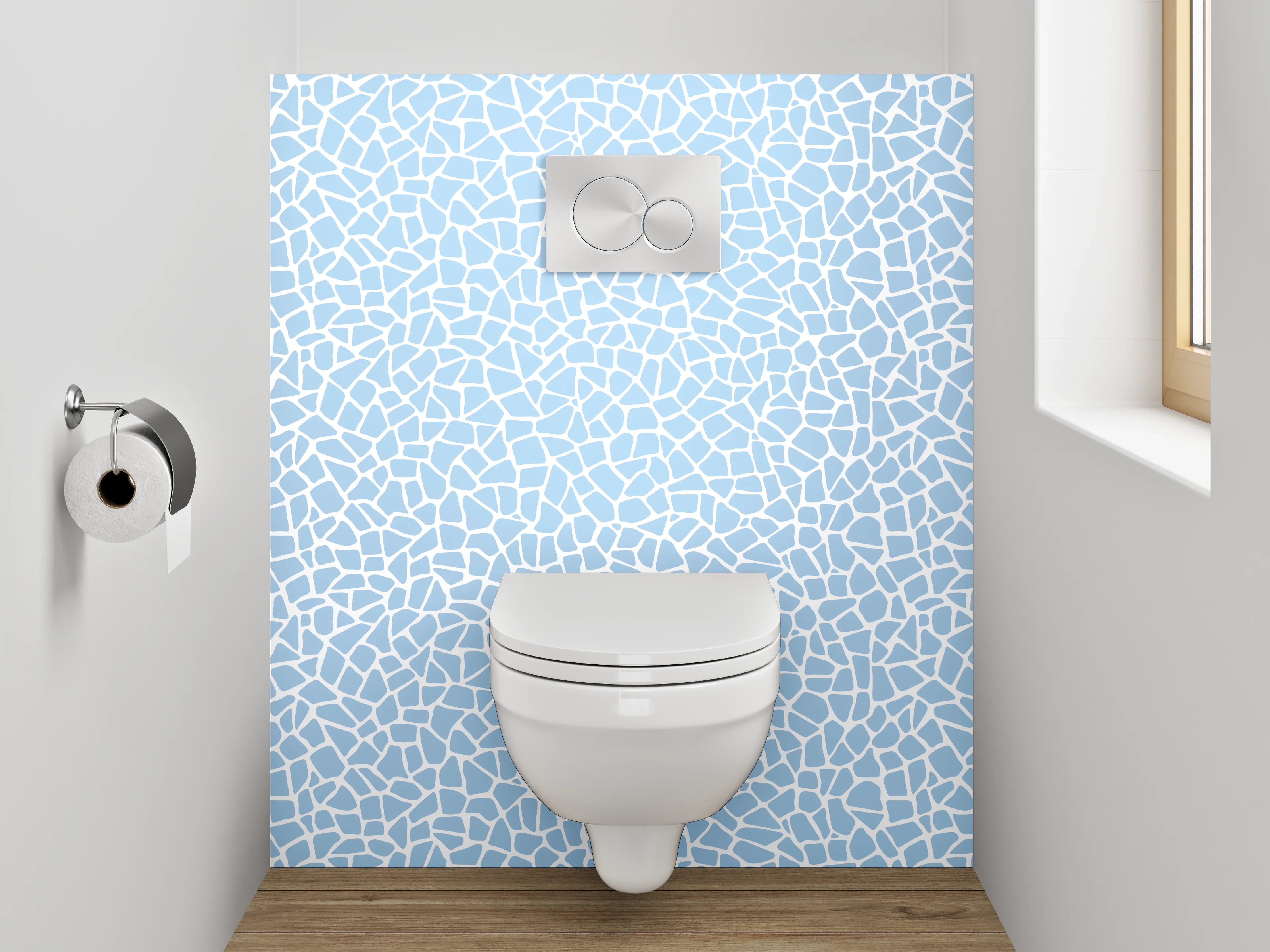 WC-Rückwand - Poolmosaik Muster Blau Weiß