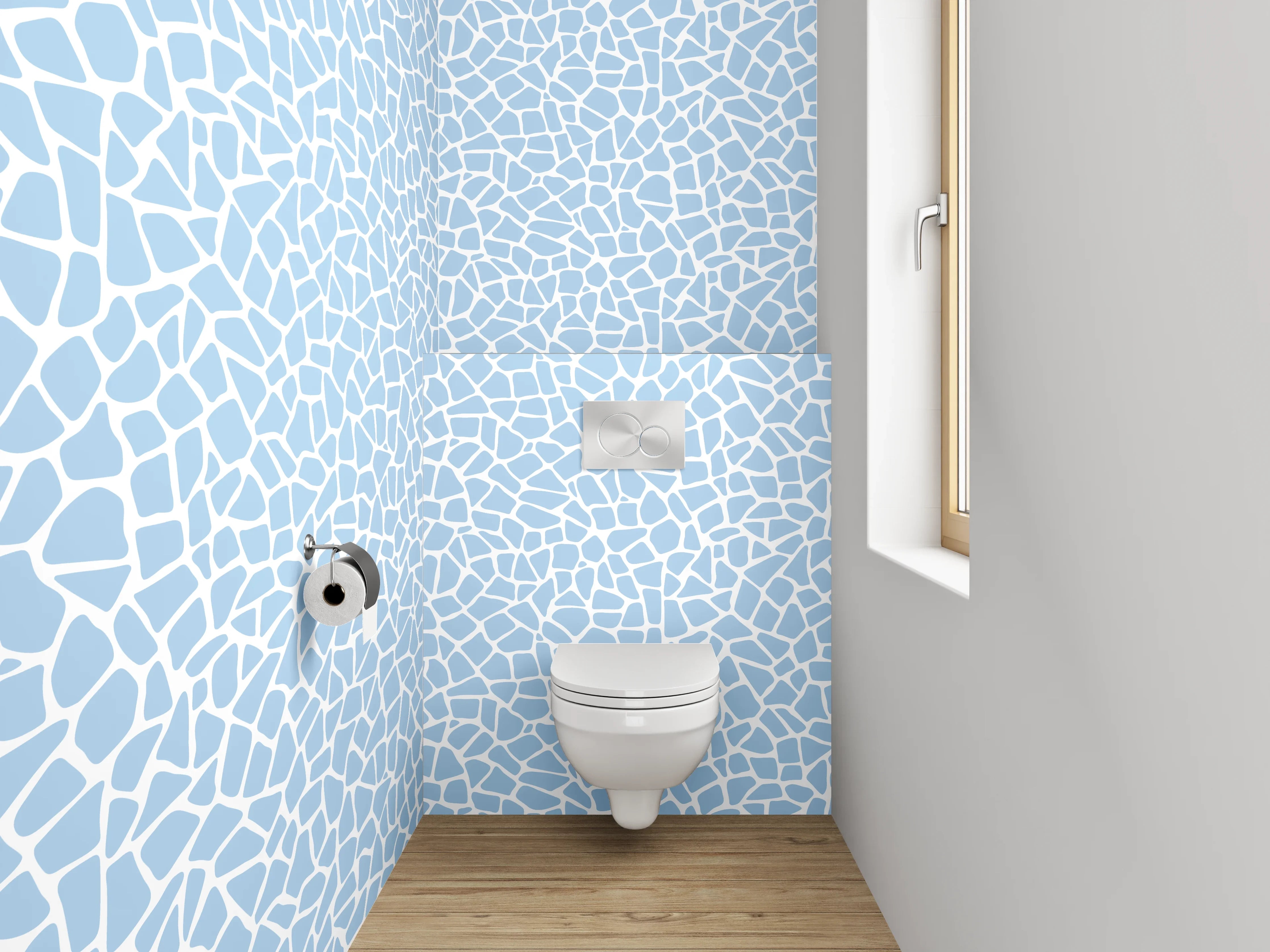 WC-Rückwand - Poolmosaik Muster Blau Weiß