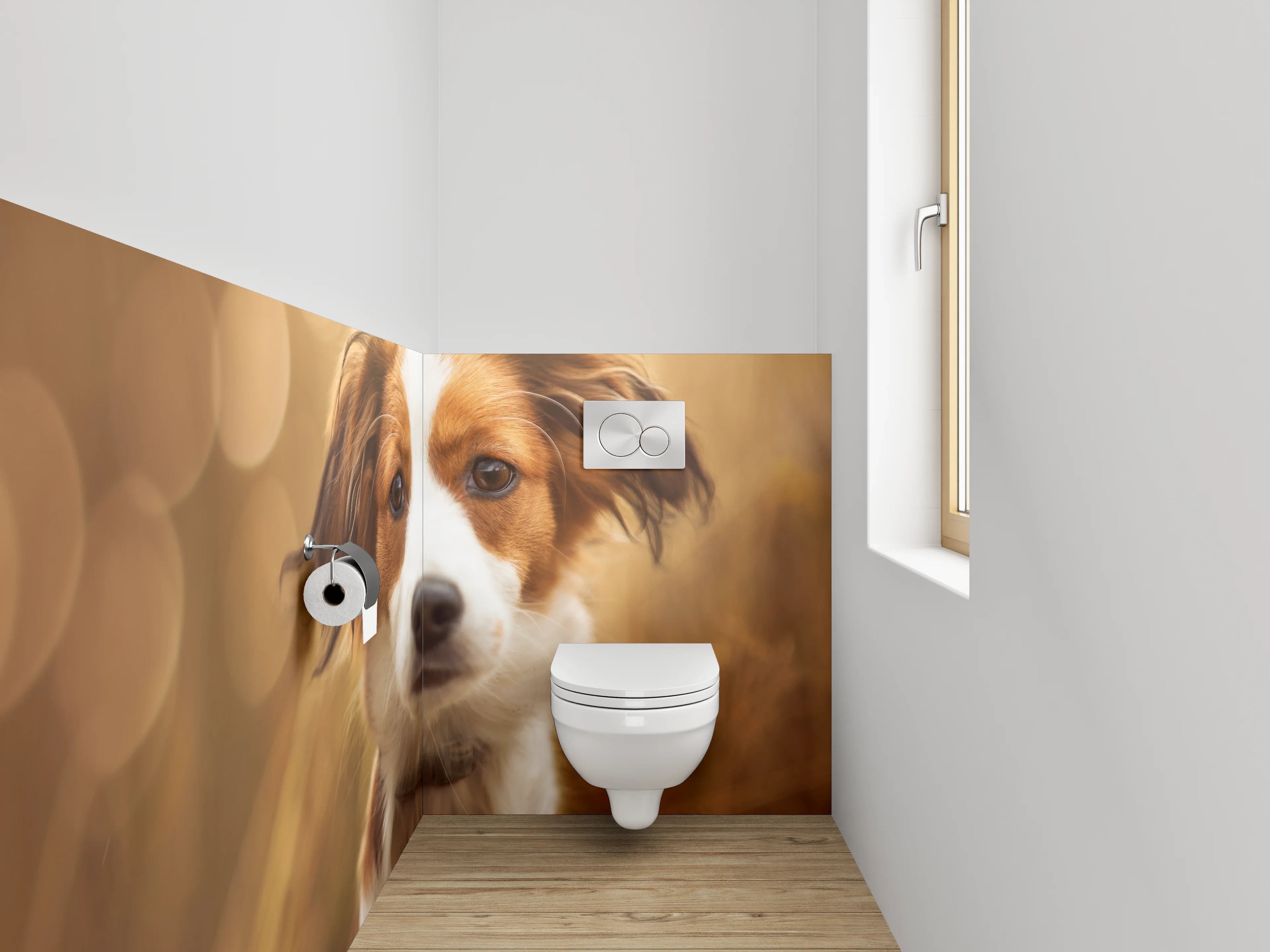 WC-Rückwand - Porträt Hund auf Wiese