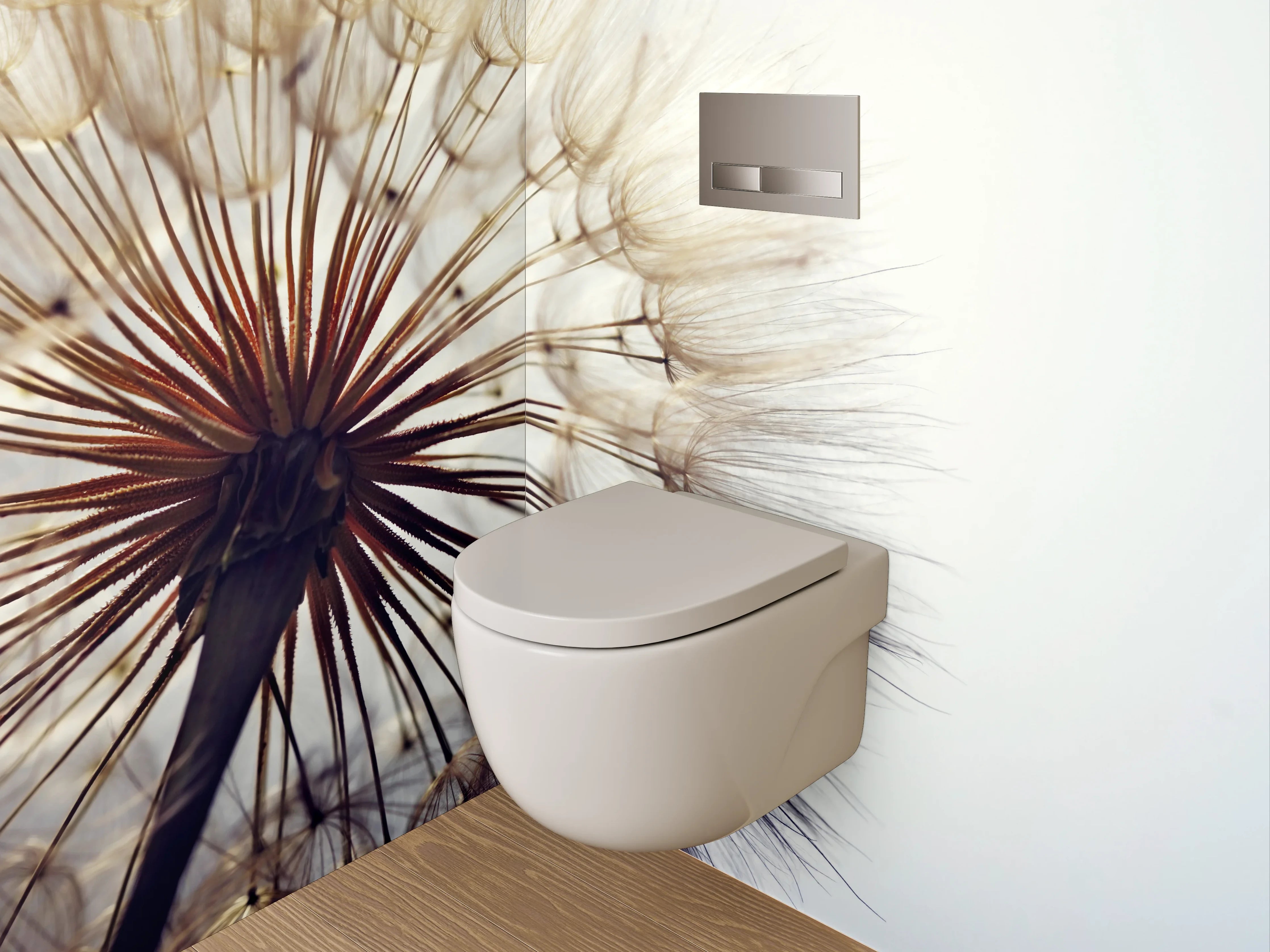 WC-Rückwand - Pusteblume Makro Weiß Grau Minimal