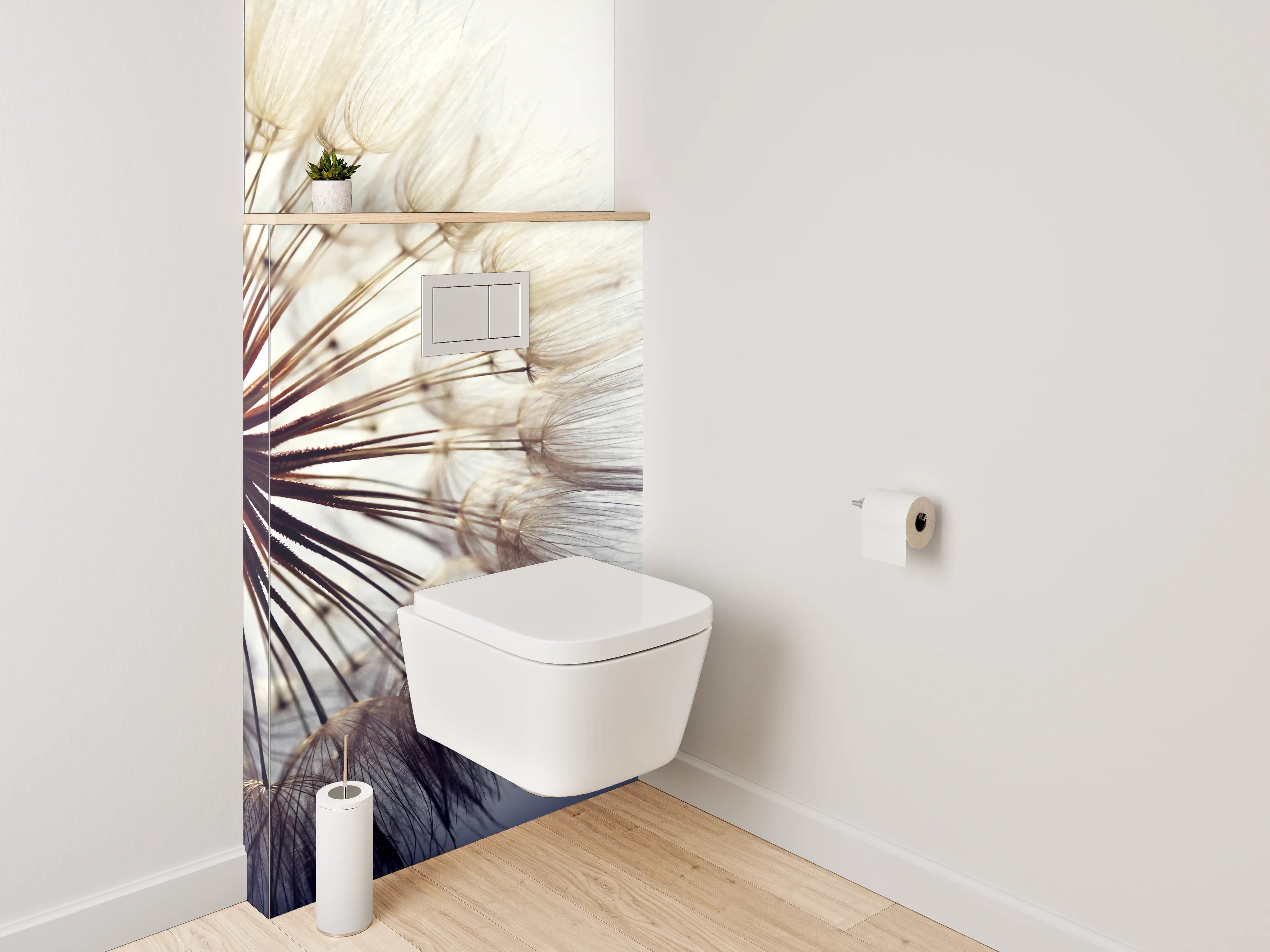 WC-Rückwand - Pusteblume Makro Weiß Grau Minimal