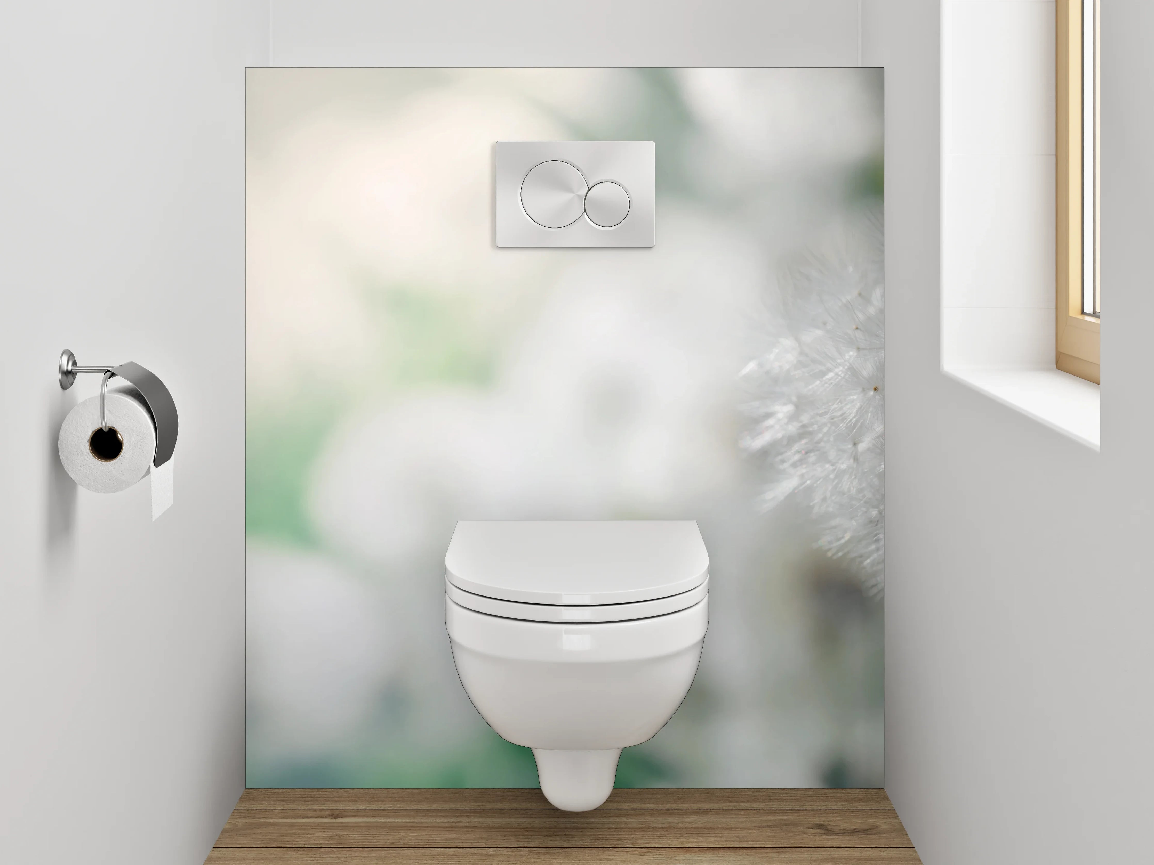 WC-Rückwand - Pusteblume Traum in Weiß