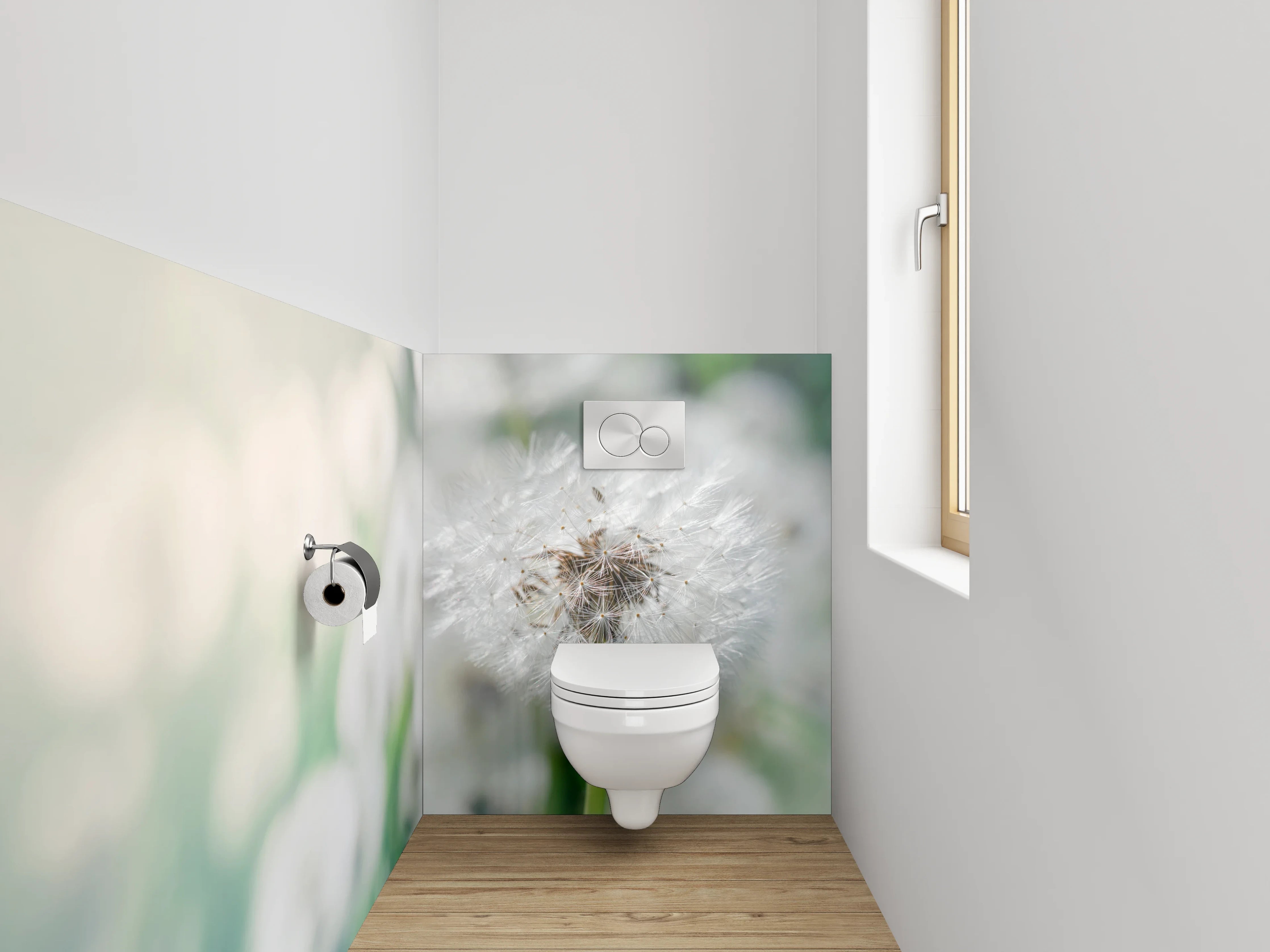 WC-Rückwand - Pusteblume Traum in Weiß