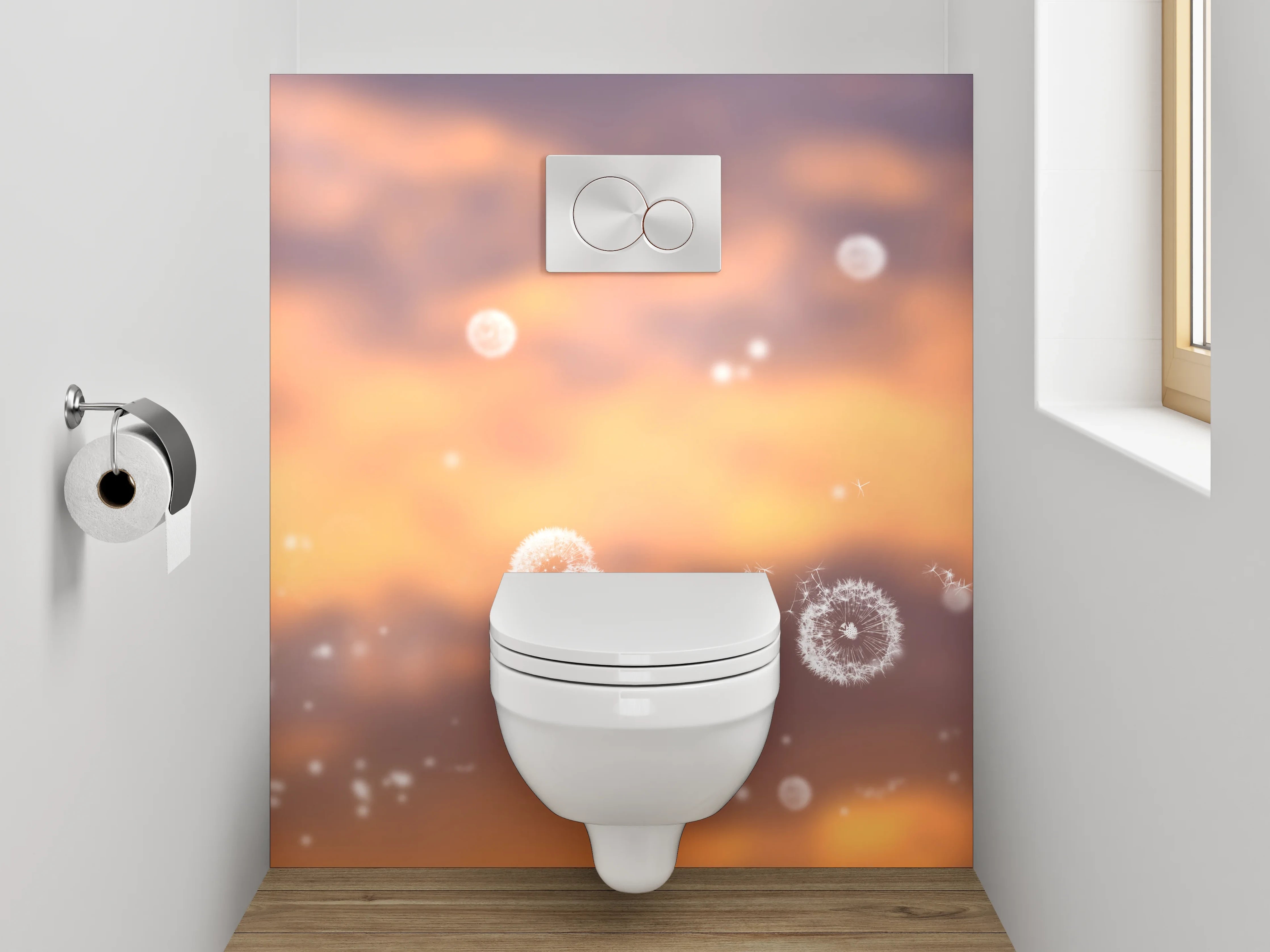 WC-Rückwand - Pusteblume bei Sonnenuntergang Motiv